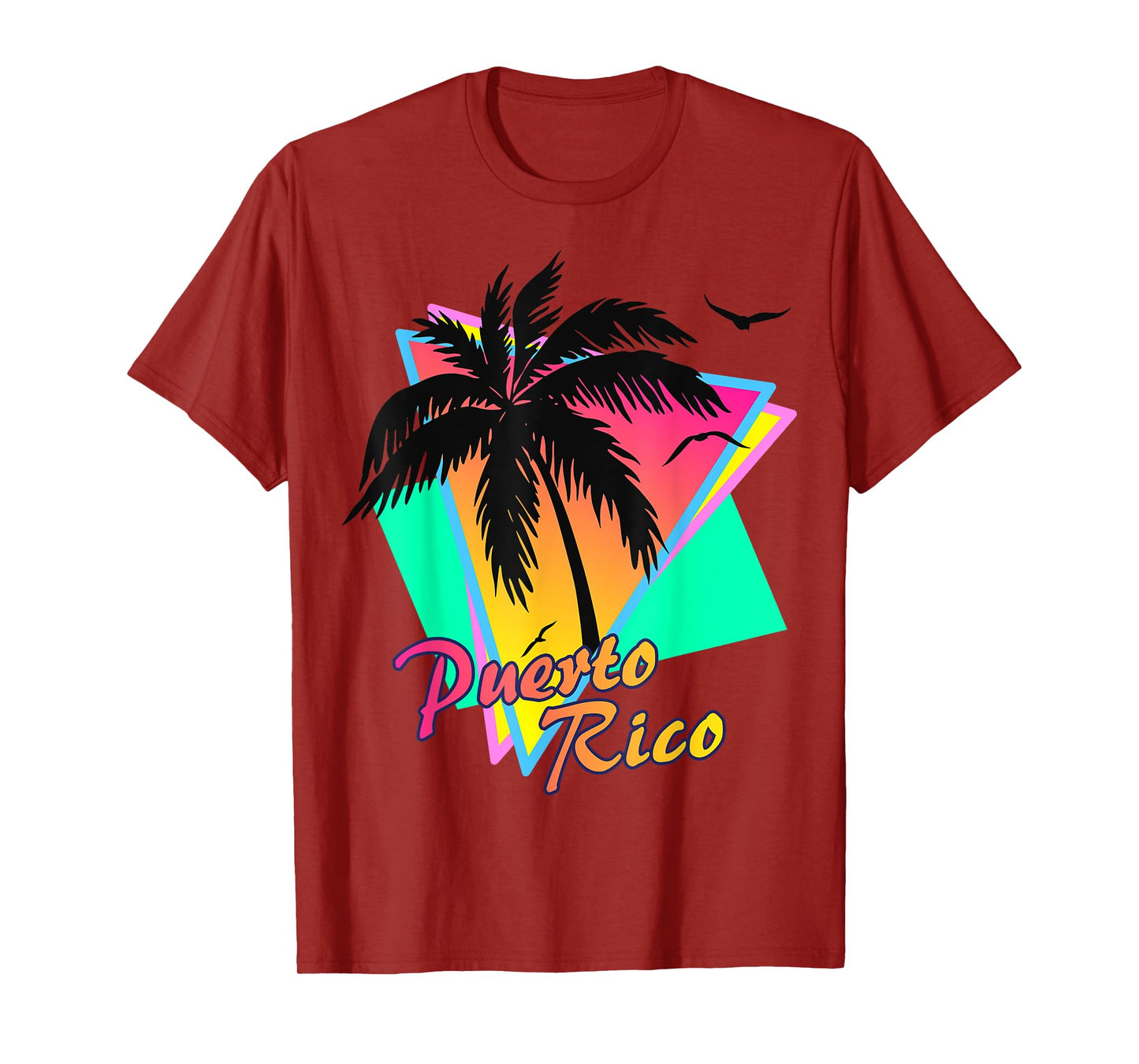Puerto Rico 80s Tropical Summer Beach Palm Tree Sunset Men Women Kids T-Shirt