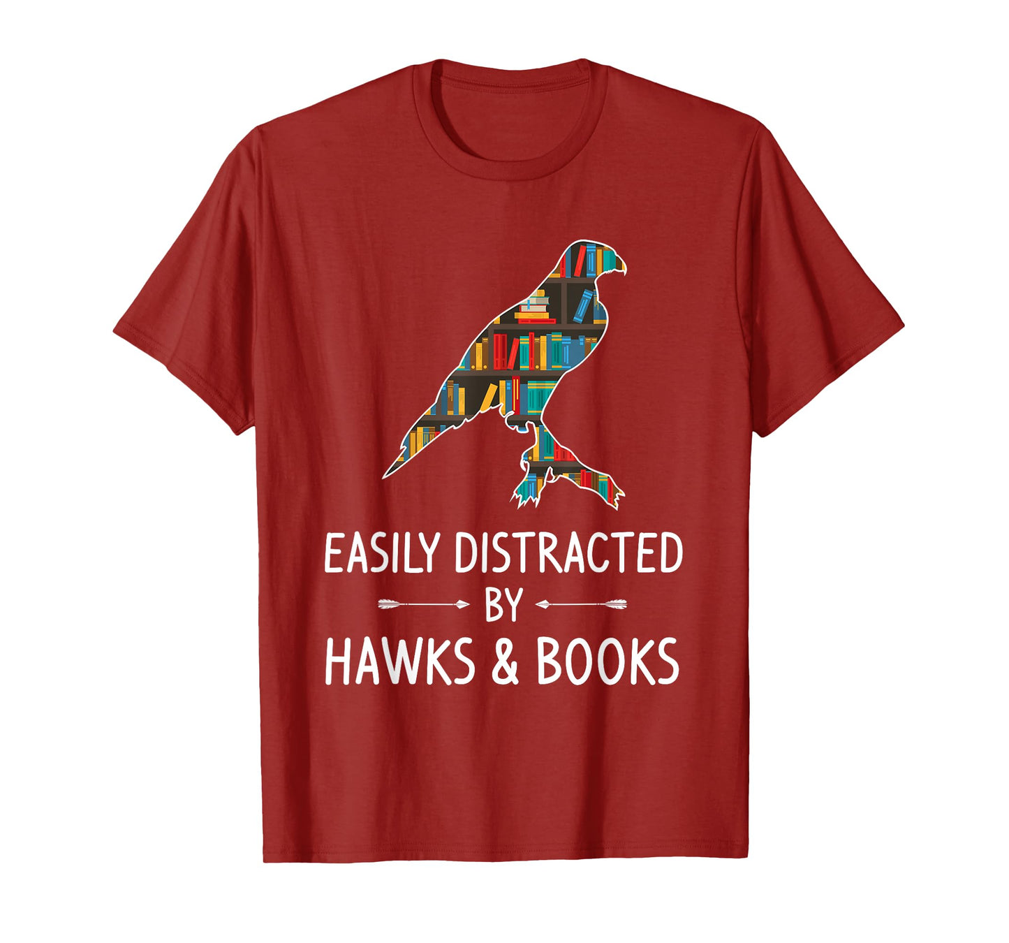Easily Distracted By Hawks & Books Lover Gift Falcon Bird T-Shirt