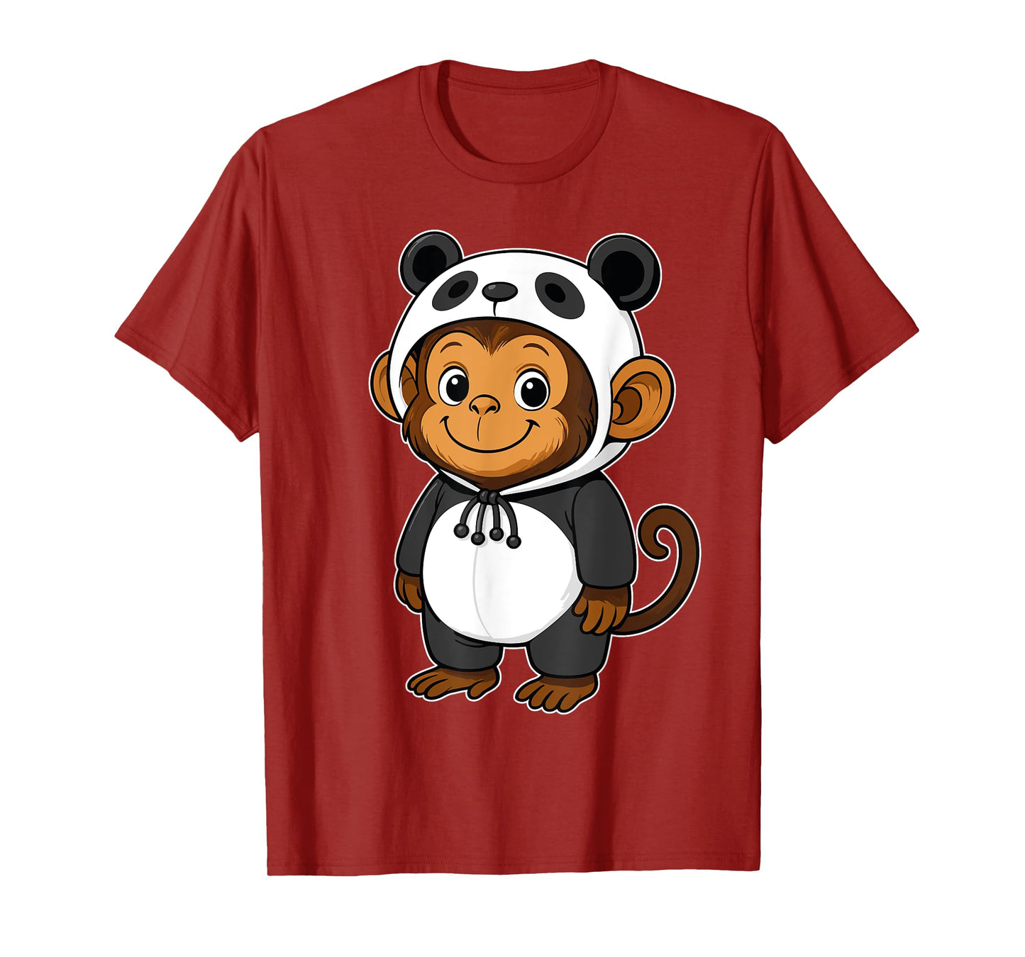 Kawaii Monkey In Panda Costume for Girls kids Monkey Lover T-Shirt