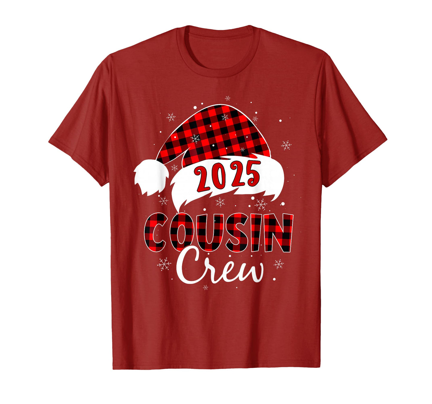 Buffalo Plaid Santa 2025 Cousin Crew Christmas Xmas Holiday T-Shirt