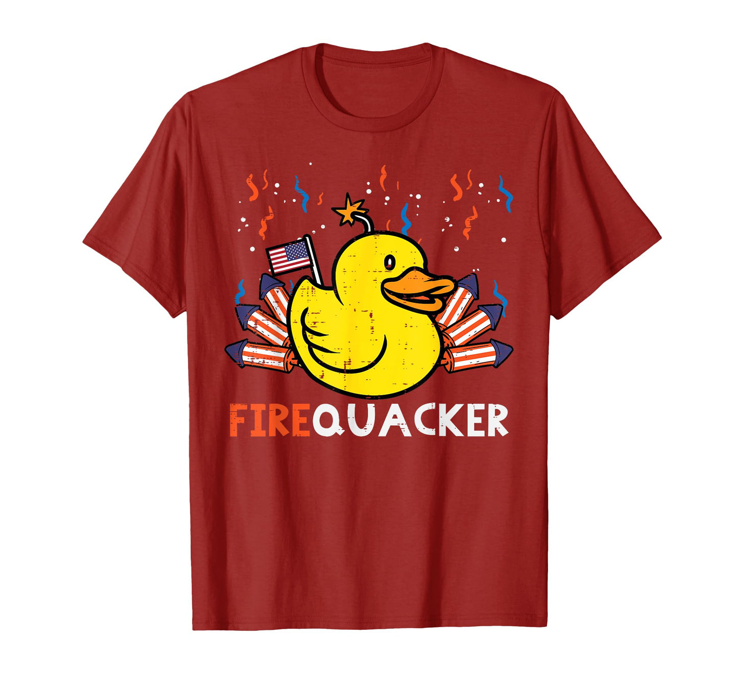 4th July Rubber Duck Firequacker Patriot Men Boys Kids Women T-Shirt