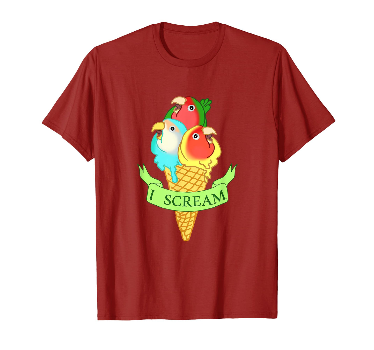 Cute Ice cream Lovebirds T-shirt, Funny I Scream Parrots T-Shirt