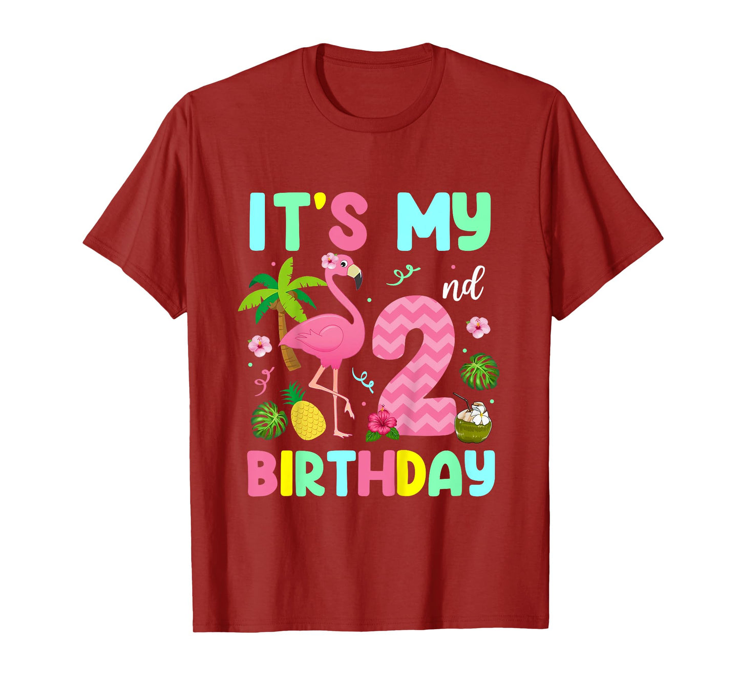 It's My 2nd Birthday Flamingo Shirt Hawaii 2 Yrs Old Girl T-Shirt