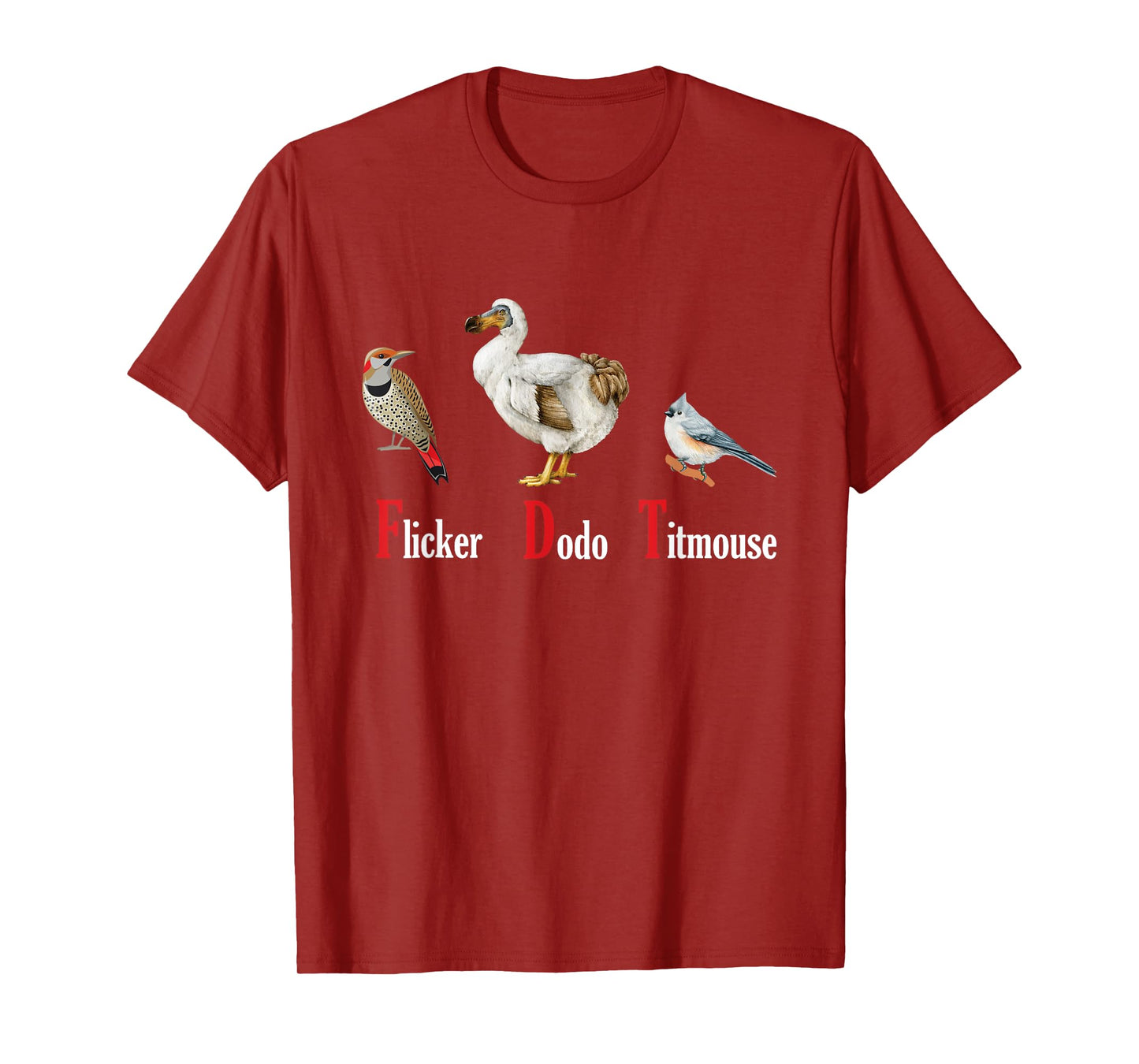 Funny Flicker Dodo Titmouse Vintage Bird Clever Birdwatcher T-Shirt