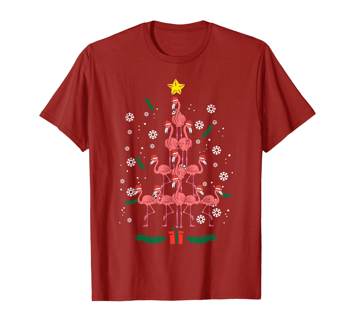 Flamingo Christmas Tree Bird Animal Xmas Women T-Shirt