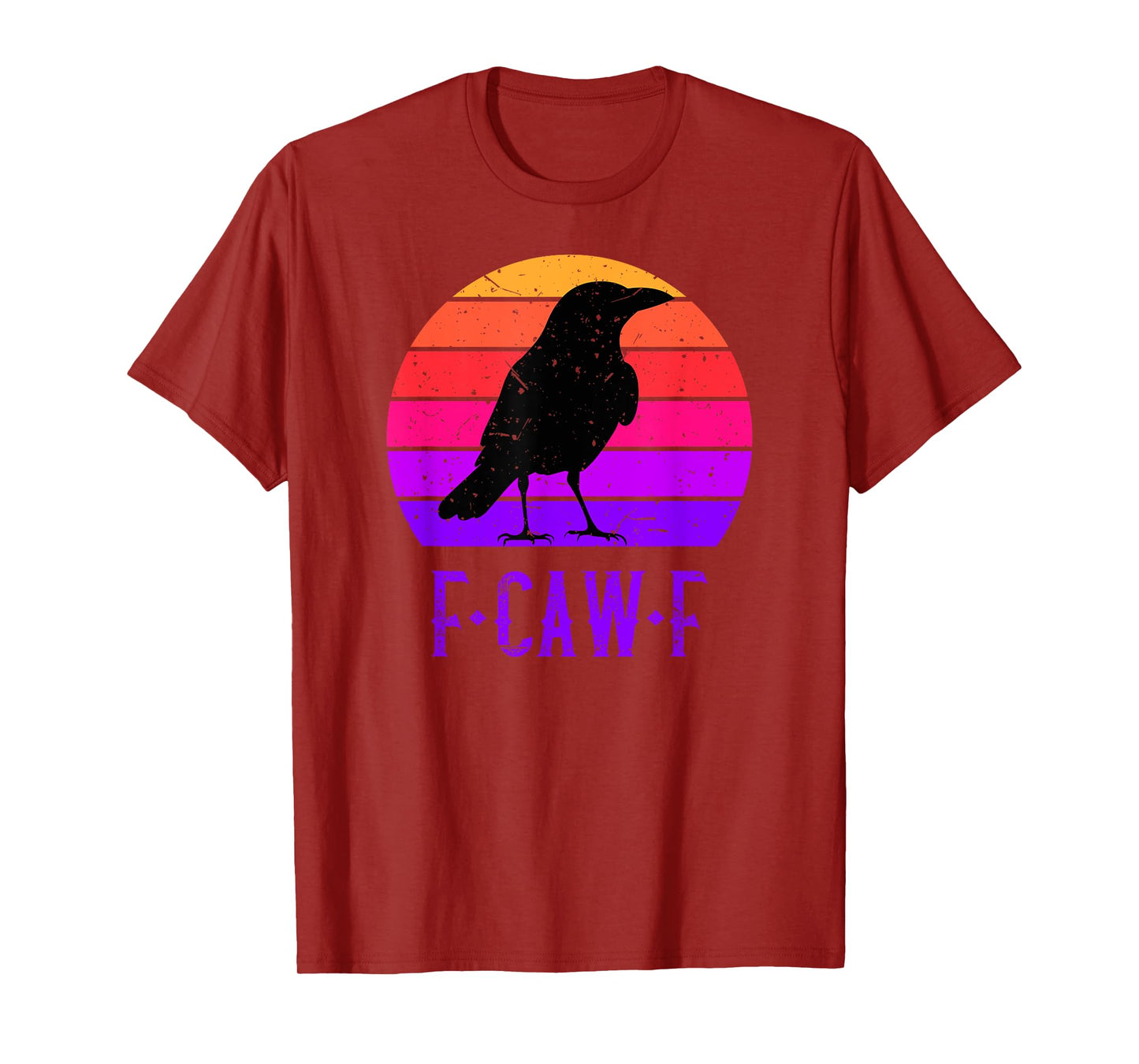 F-Caw-F Black Crow Black Bird Retro Sunset Vintage F-Caw-F T-Shirt