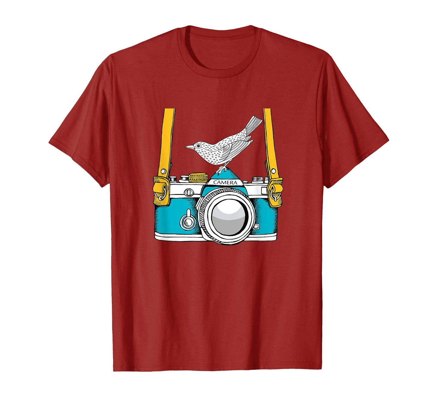Bird on a Vintage Camera a Bird Photographer T-Shirt