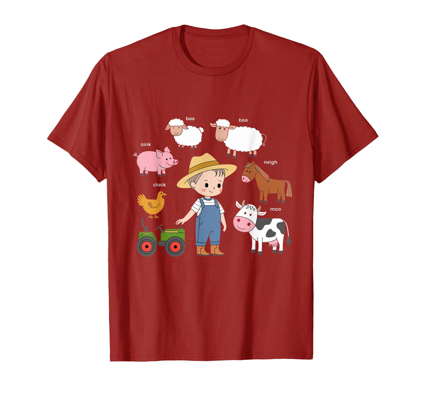 Farm Animals Sounds Oink Baa Neigh Cluck Moo Toddler Farmer T-Shirt