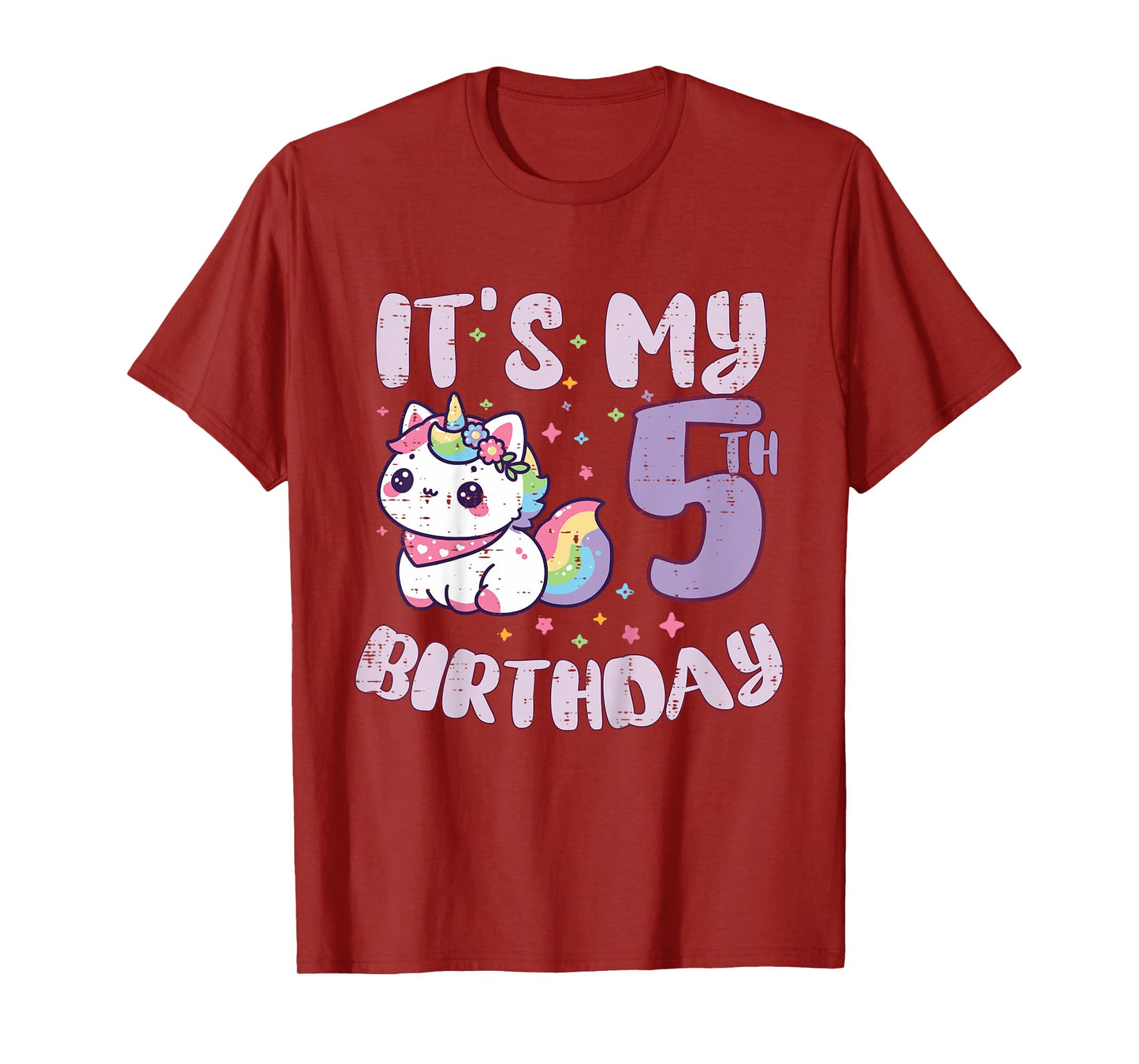 Its My 5th Birthday Unicorn Cat 5 Year Old Bday Girls Kids T-Shirt