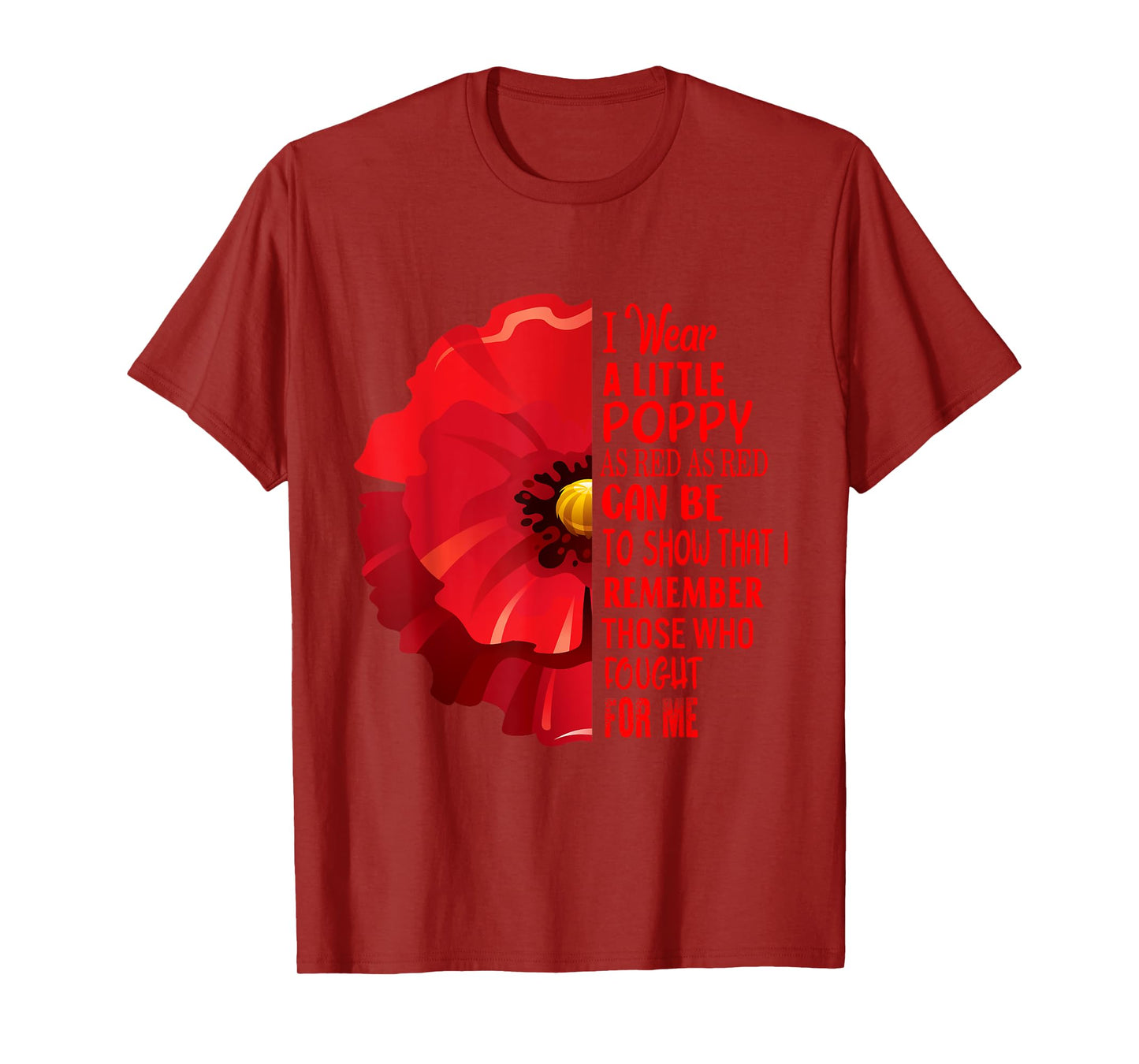 Veterans Day Lest We Forget Red Poppy Flower USA Memorial T-Shirt