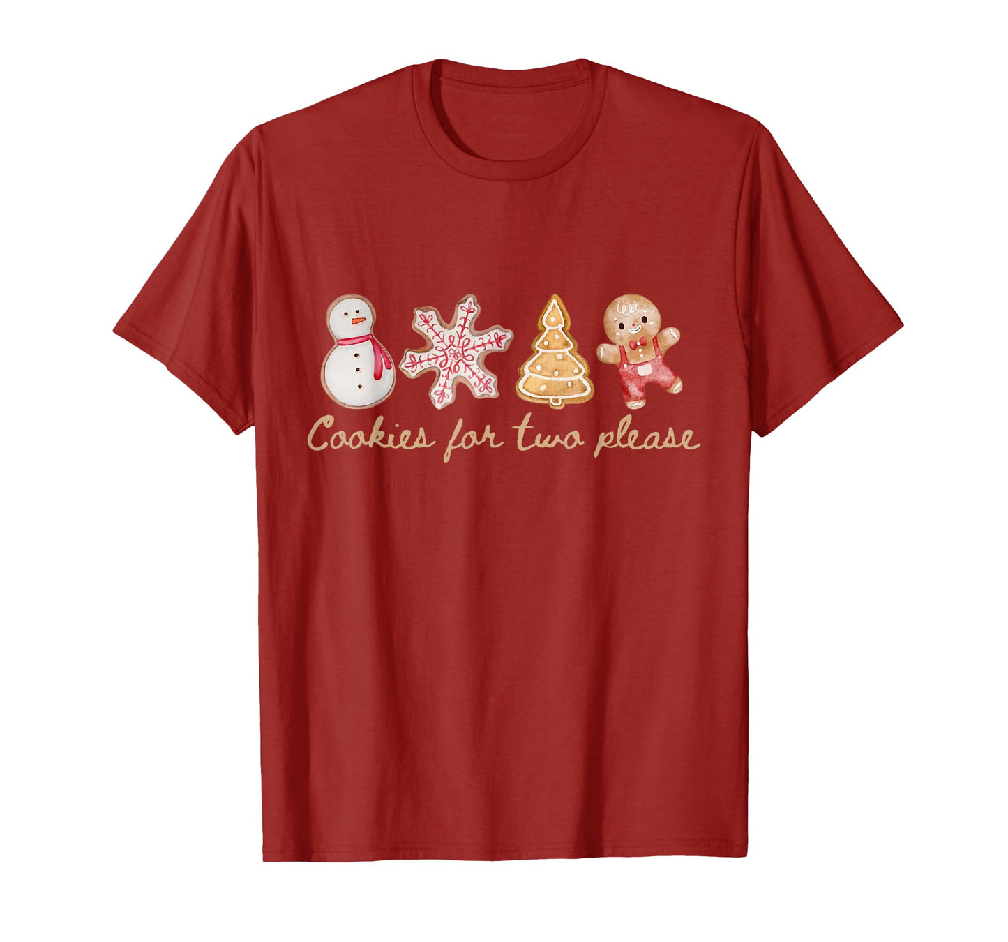 Funny Vintage Cookies For Two Please Pregnancy Mom Christmas T-Shirt