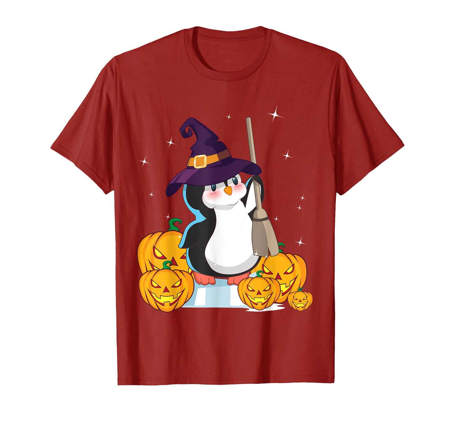 Cute Penguin Witch Wizard Pumpkin Easy Halloween Costume T-Shirt