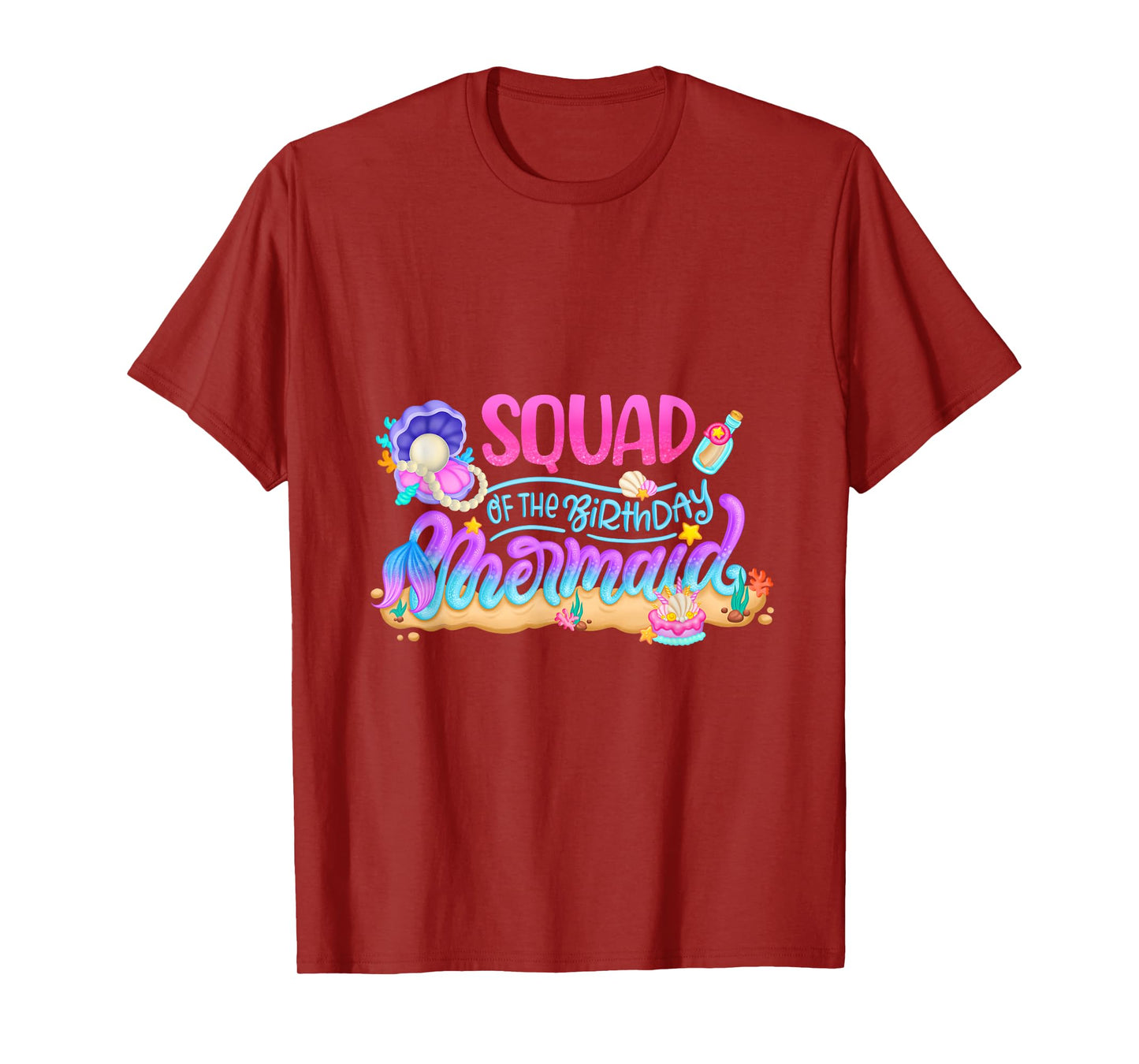 Squad Of The Birthday Mermaid Party Matching Family Kids T-Shirt