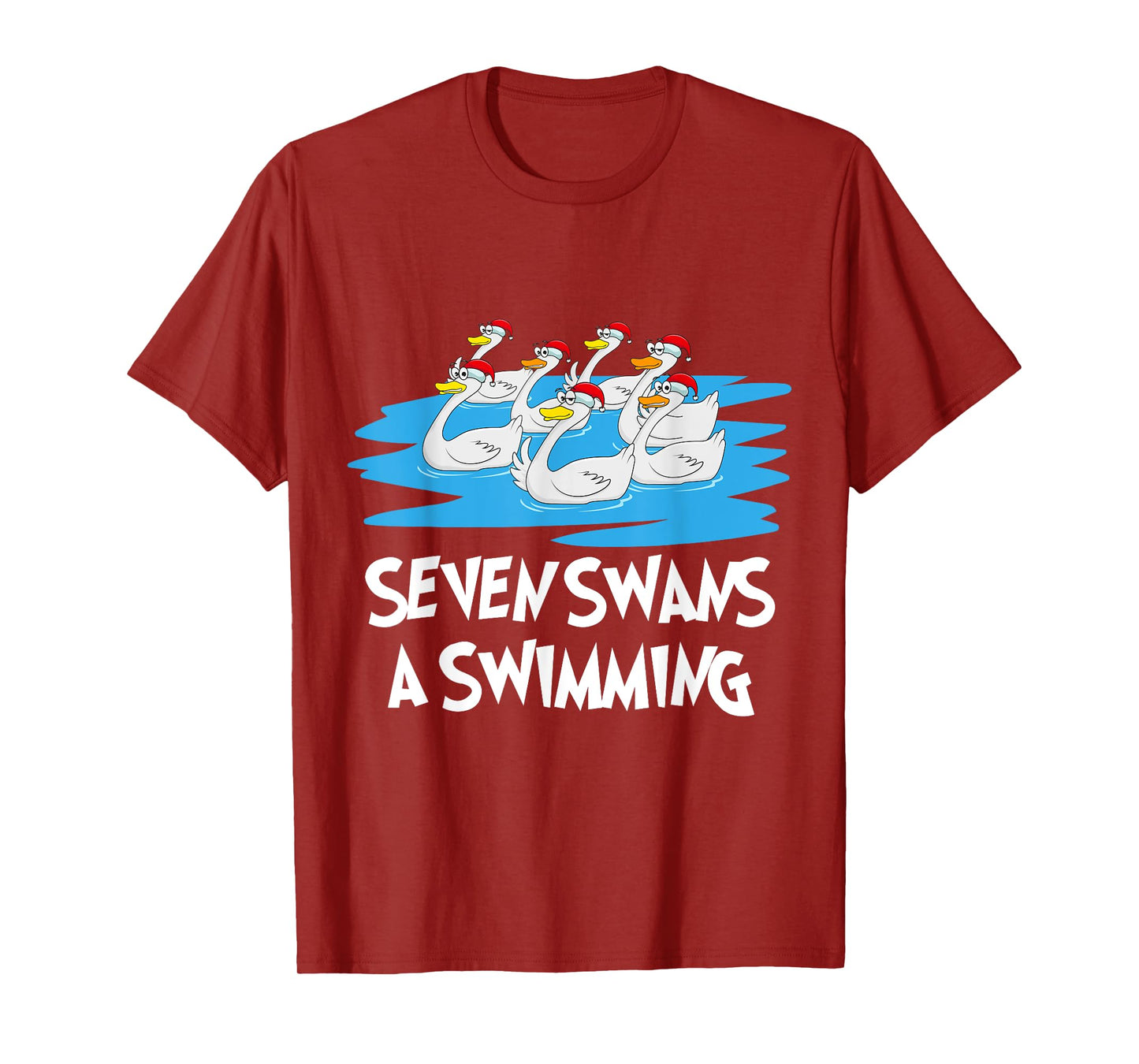 Seven Swans a Swimming 12 Days - Christmas Song Funny Gift T-Shirt