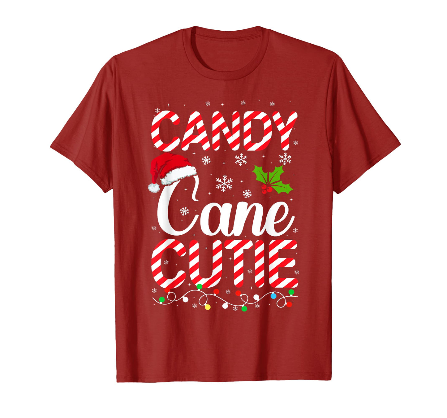 Candy Cane Cutie Cute Funny Christmas Xmas Candy Lover T-Shirt - Unisex-Adults, Kids - Black - Short Sleeve - T-Shirt - Holiday T-Shirt