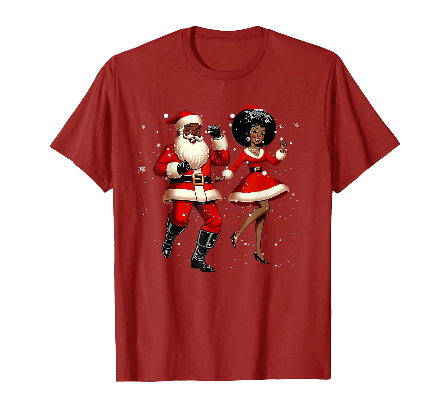 African Santa Mrs Claus Dancing African American Christmas T-Shirt
