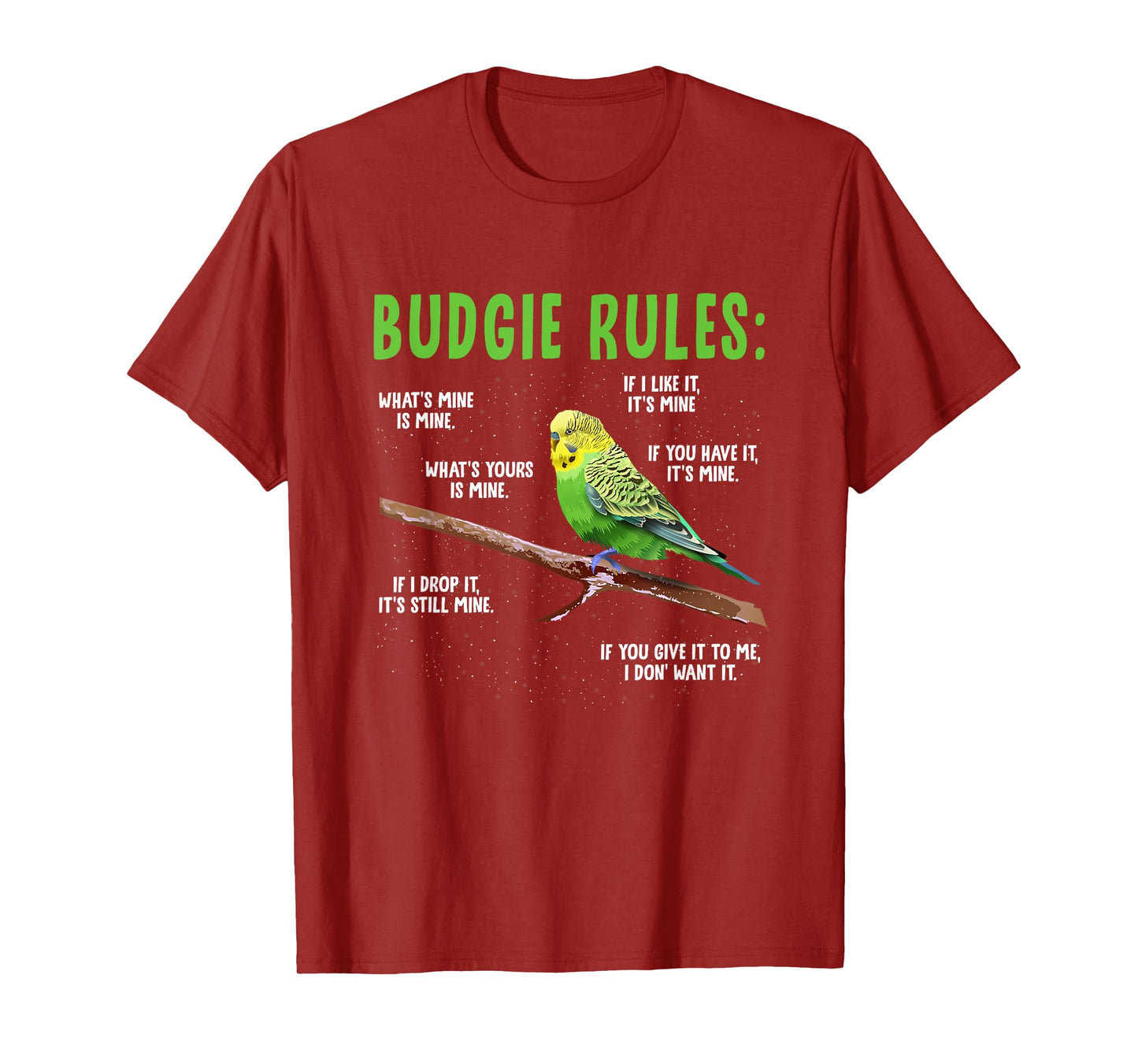 Budgie Rules Budgie Lover Parakeet Bird Budgerigar Parrots T-Shirt