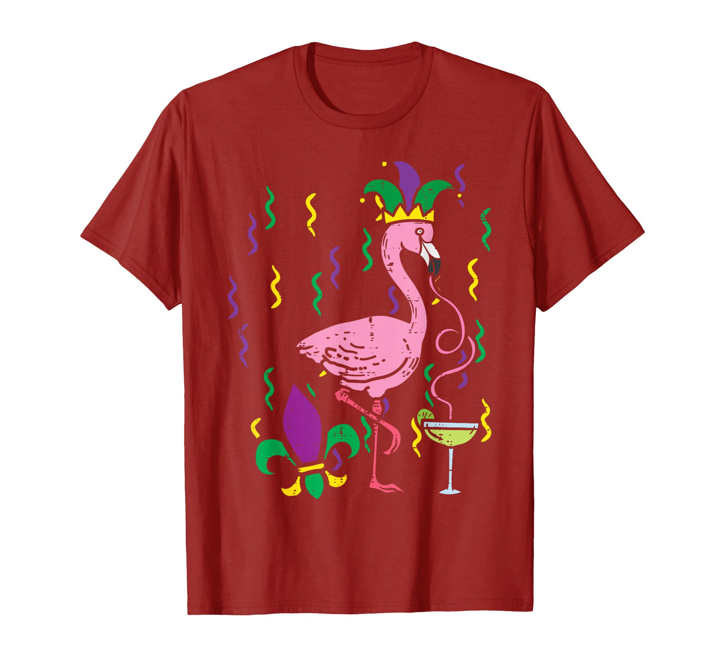Mardi Gras Jester Flamingo Funny Carnival Bird Tee Men Women T-Shirt