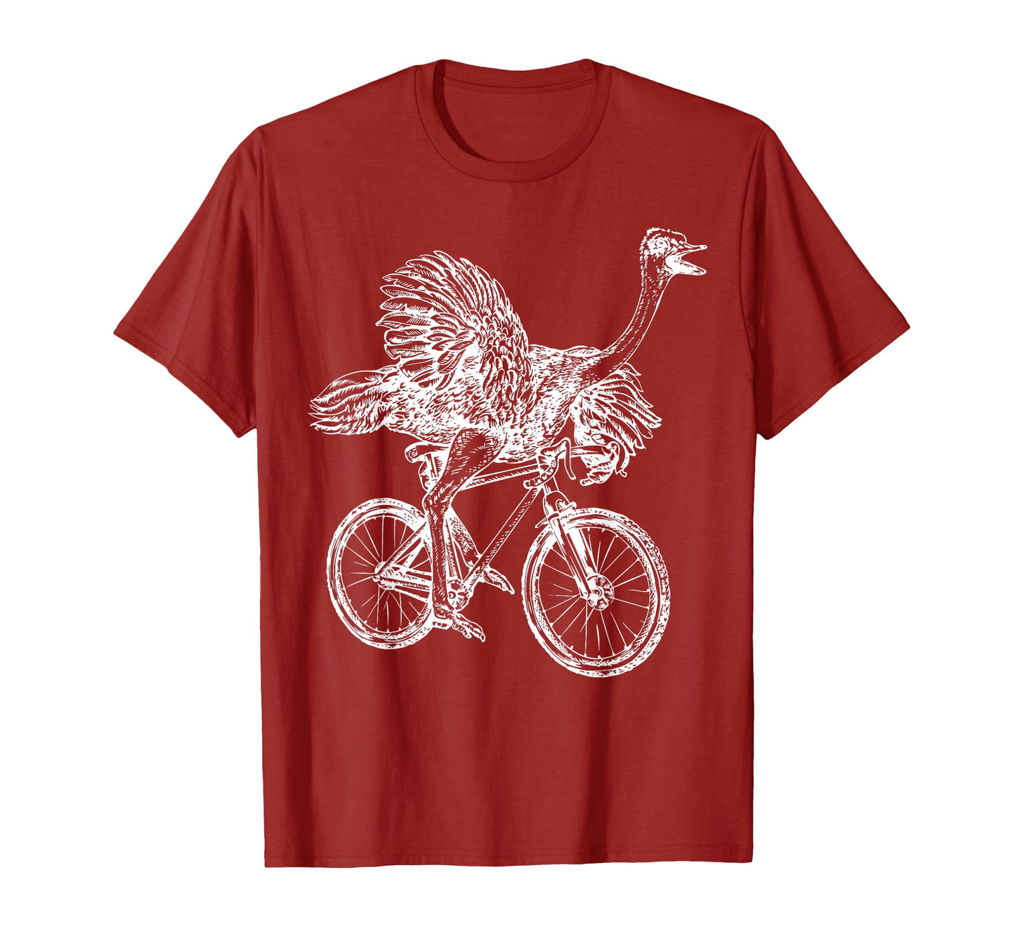 Funny Vintage Ostrich Riding Bicycle Cycling Animal Lover T-Shirt