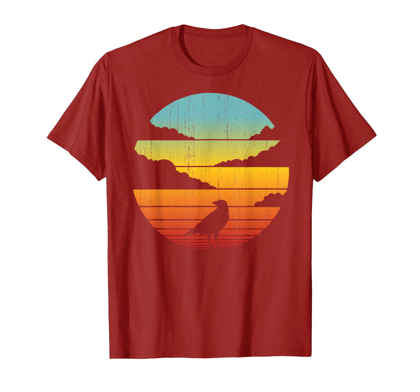 Crow Retro Vintage 60s 70s Sunset Bird Lovers Men Women T-Shirt