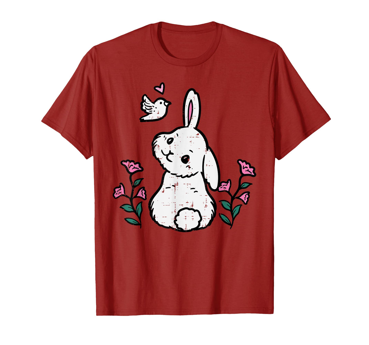 Bunny Bird Flowers Easter Spring Rabbit Women Girls Kids T-Shirt