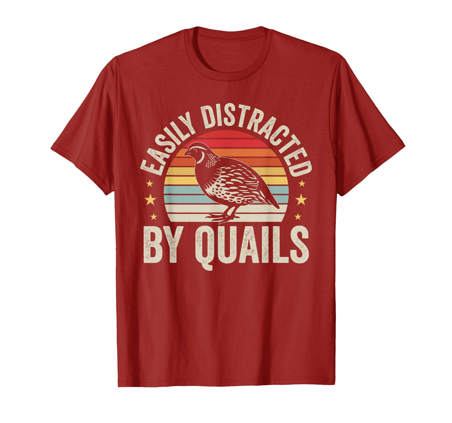 Easily Distracted By Quails Funny Vintage Bird Lover T-Shirt