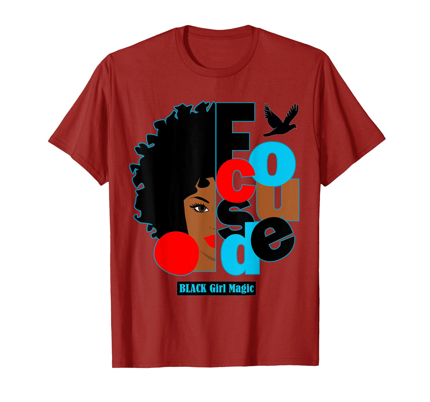 Afro Diva Lips Focused Black Bird Melanin Black Girl Magic T-Shirt