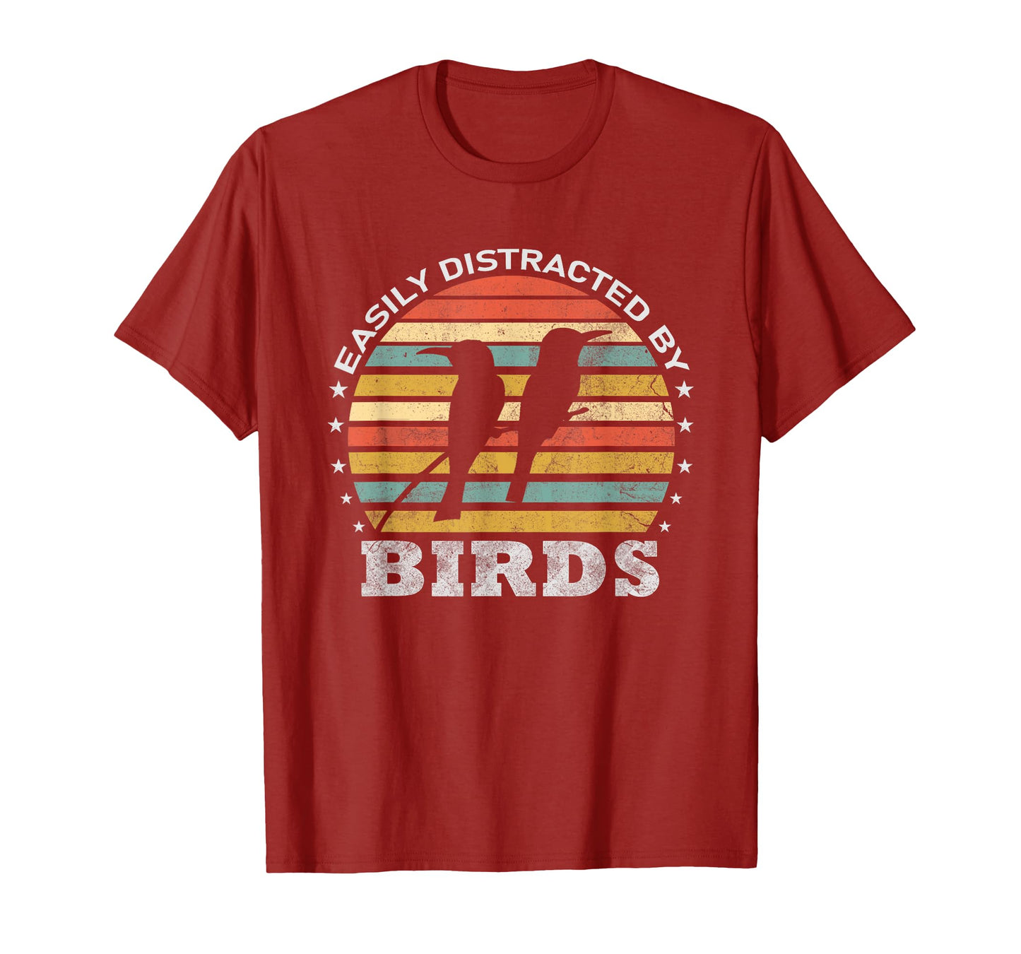 Easily Distracted By Birds Retro Vintage Funny Bird Lover T-Shirt