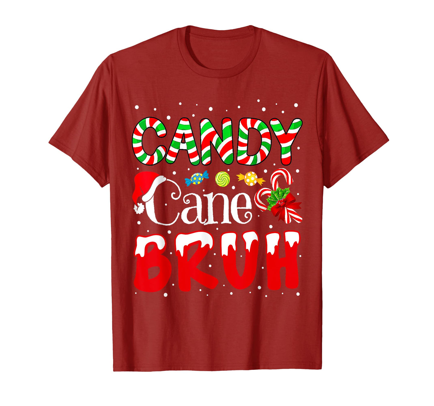 Candy Cane Bruh Christmas Love Candy Boys Girls Kids Xmas T-Shirt
