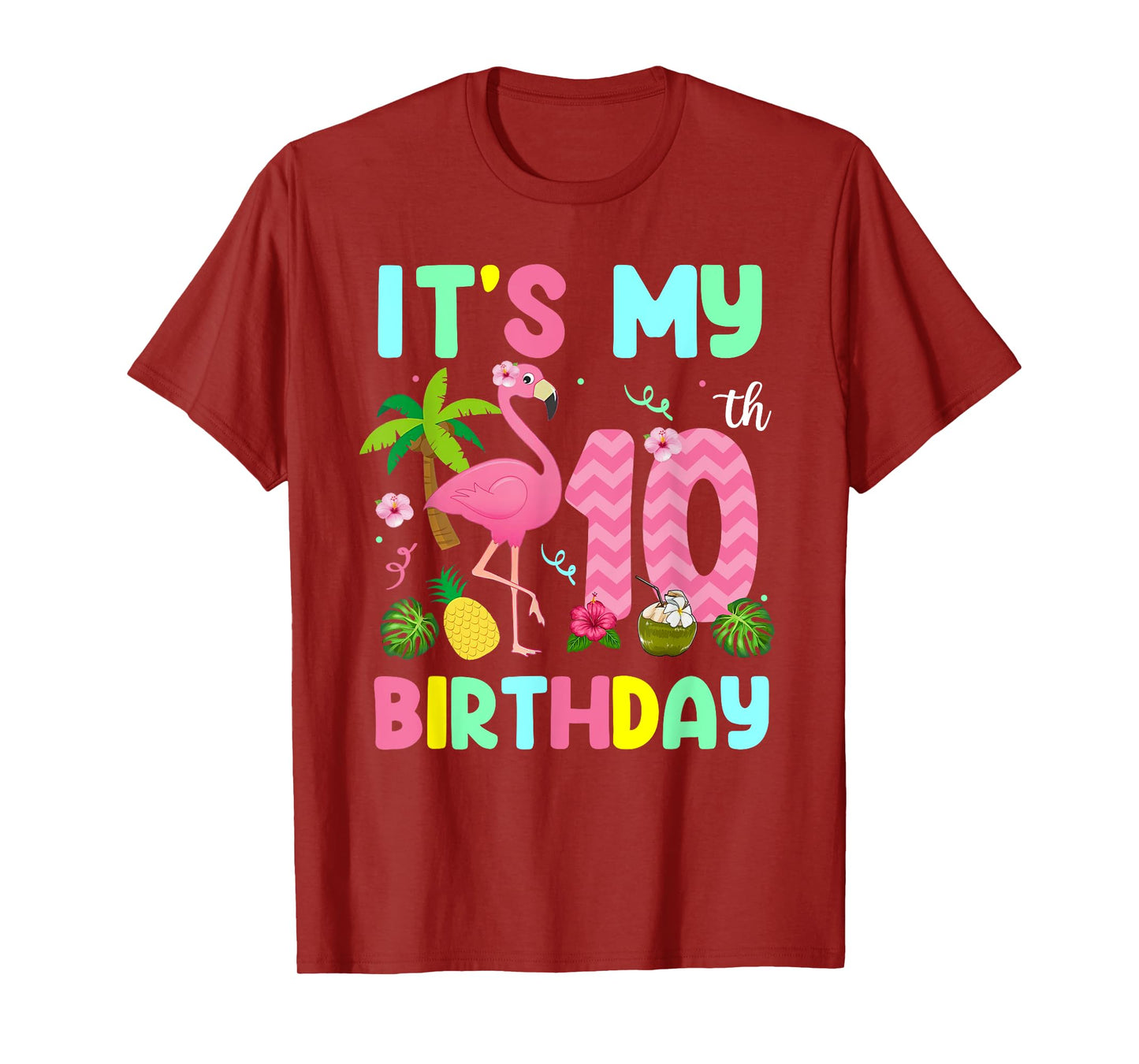 It's My 10th Birthday Flamingo Shirt Hawaii 10 Yrs Old Girl T-Shirt