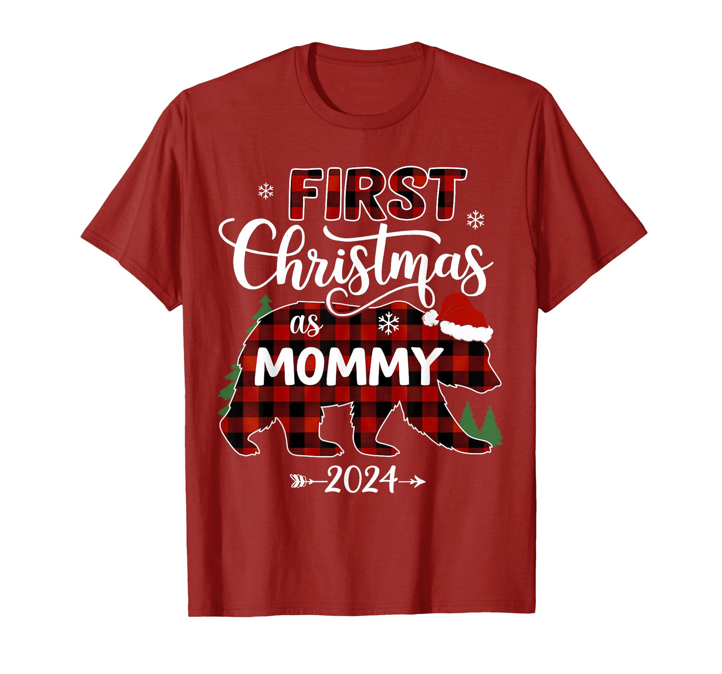 First Christmas As Mommy Red Bear Santa Hat 2024 Pregnancy T-Shirt