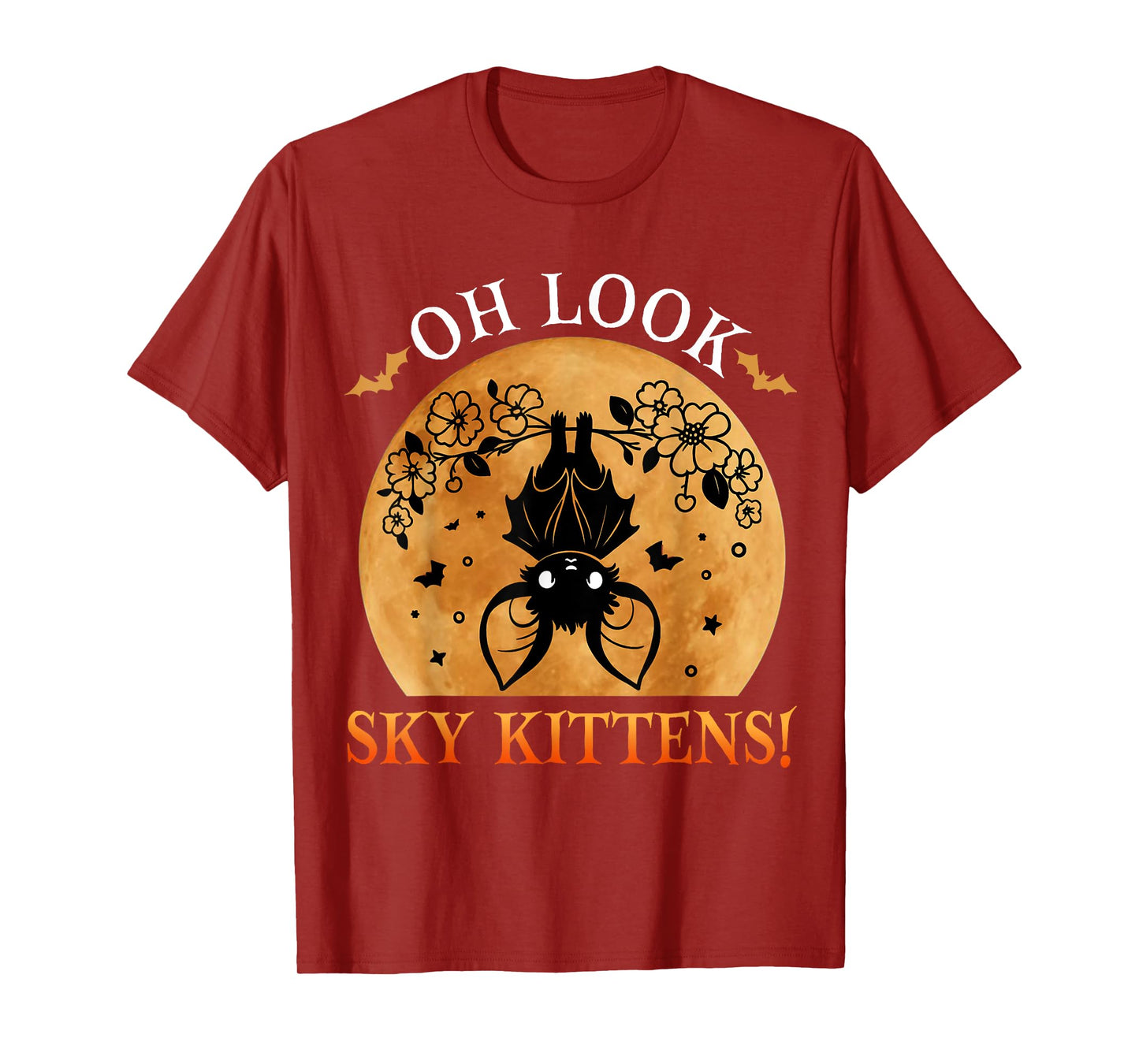 Oh Look Sky Kittens Funny Bat Lovers Halloween Costume Kids T-Shirt