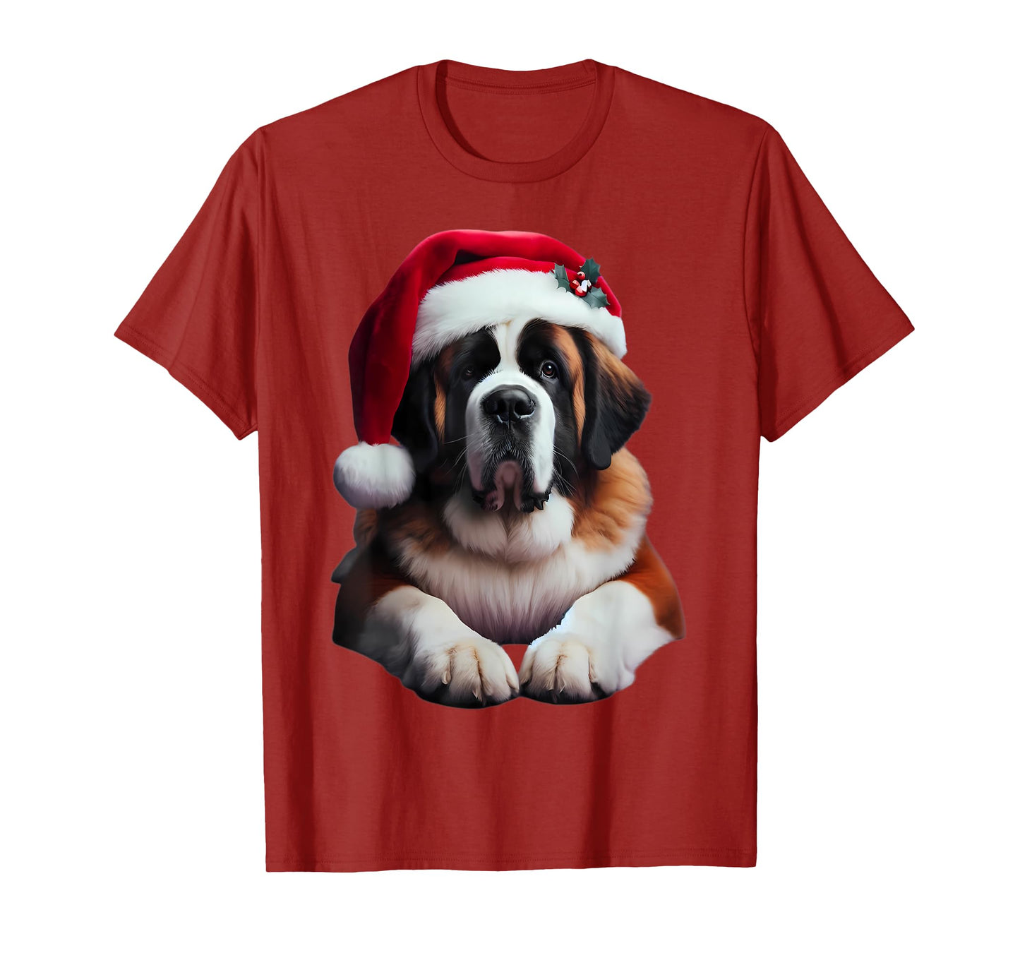 Saint Bernard With Santa Hat Christmas Xmas Dog Owner Mom T-Shirt
