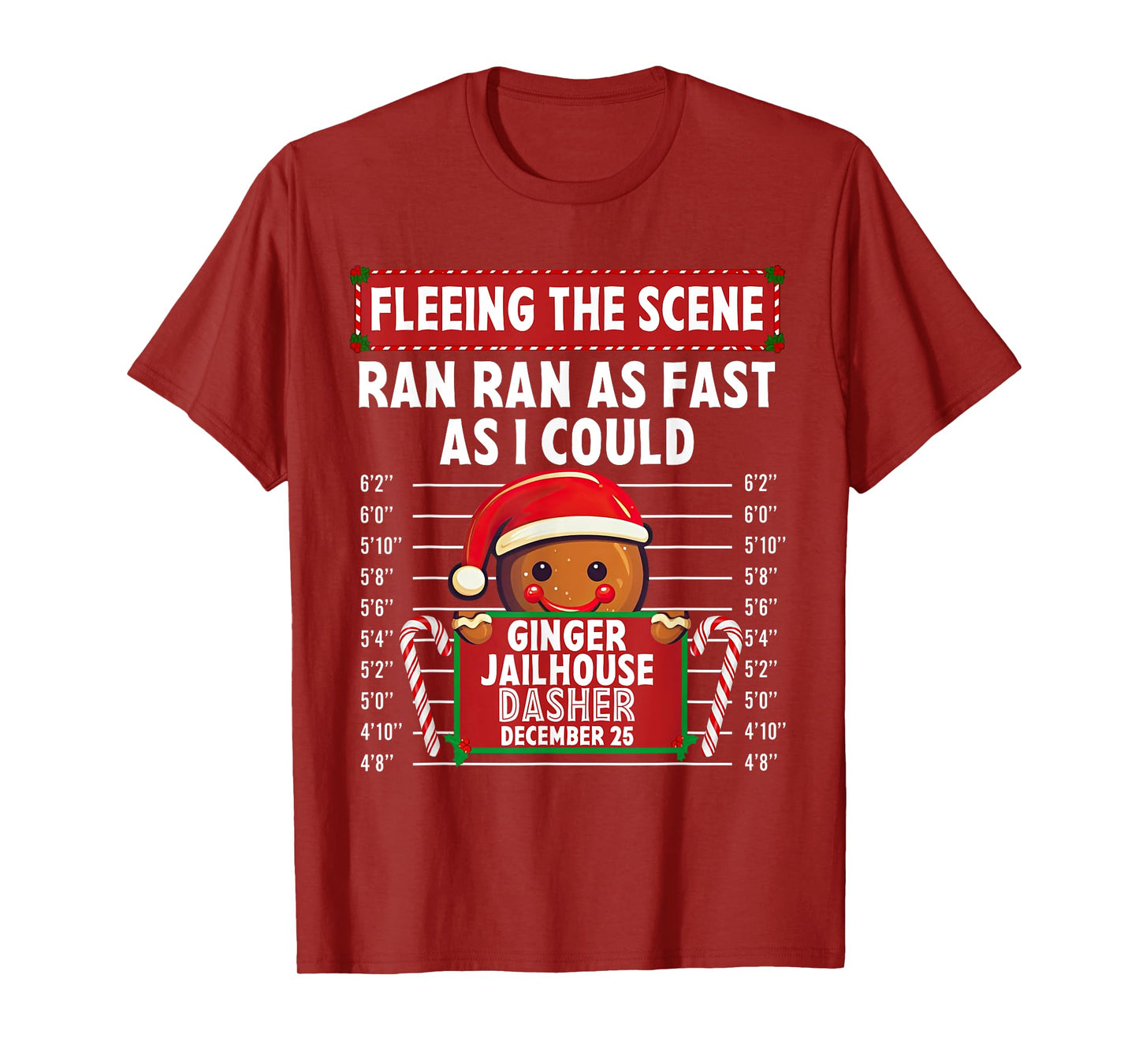 Fleeing The Scene Ginger Jailhouse Christmas Gingerbread T-Shirt