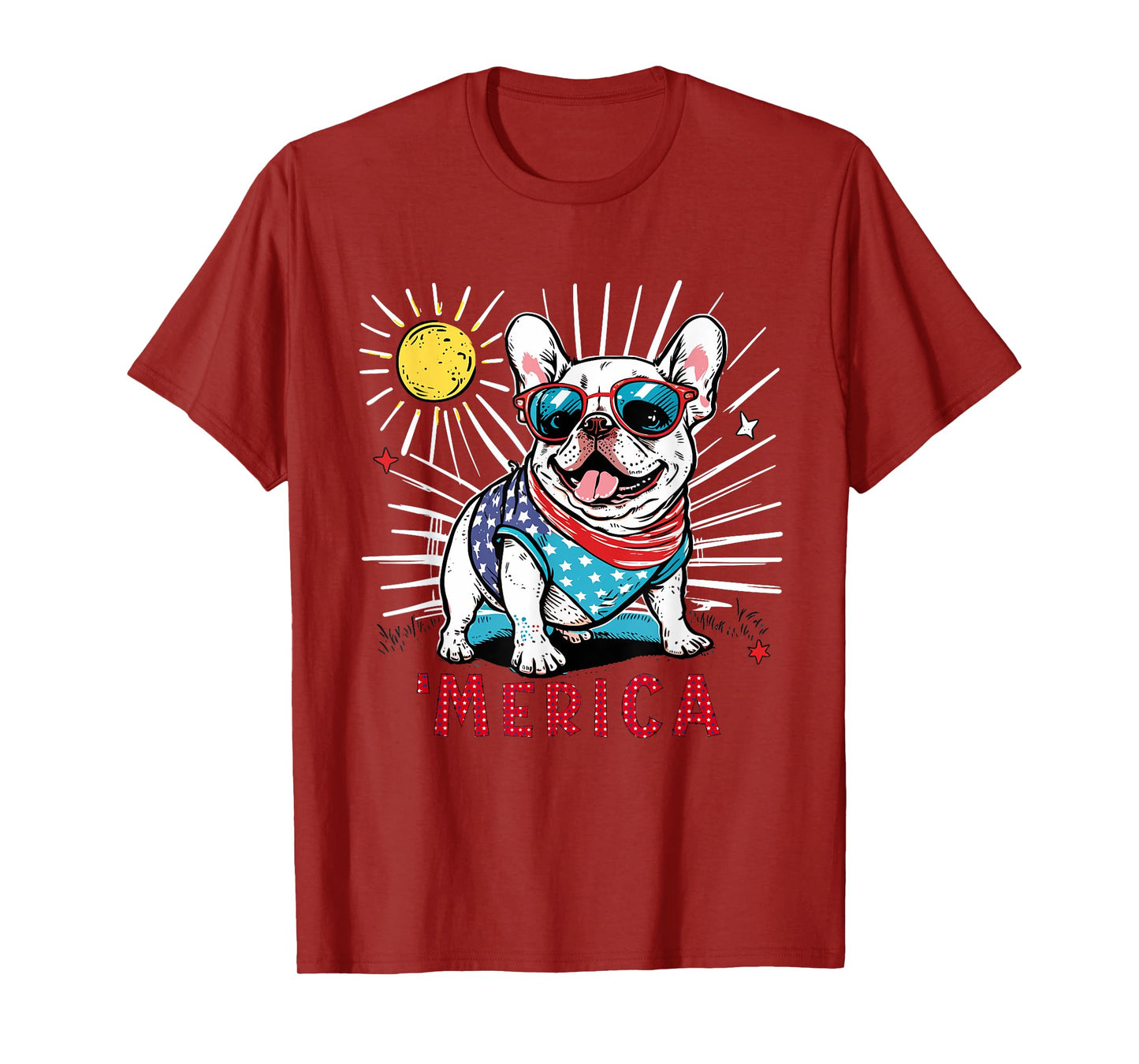 French Bulldog Frenchie Dog 4th of July Merica Sunglasses T-Shirt