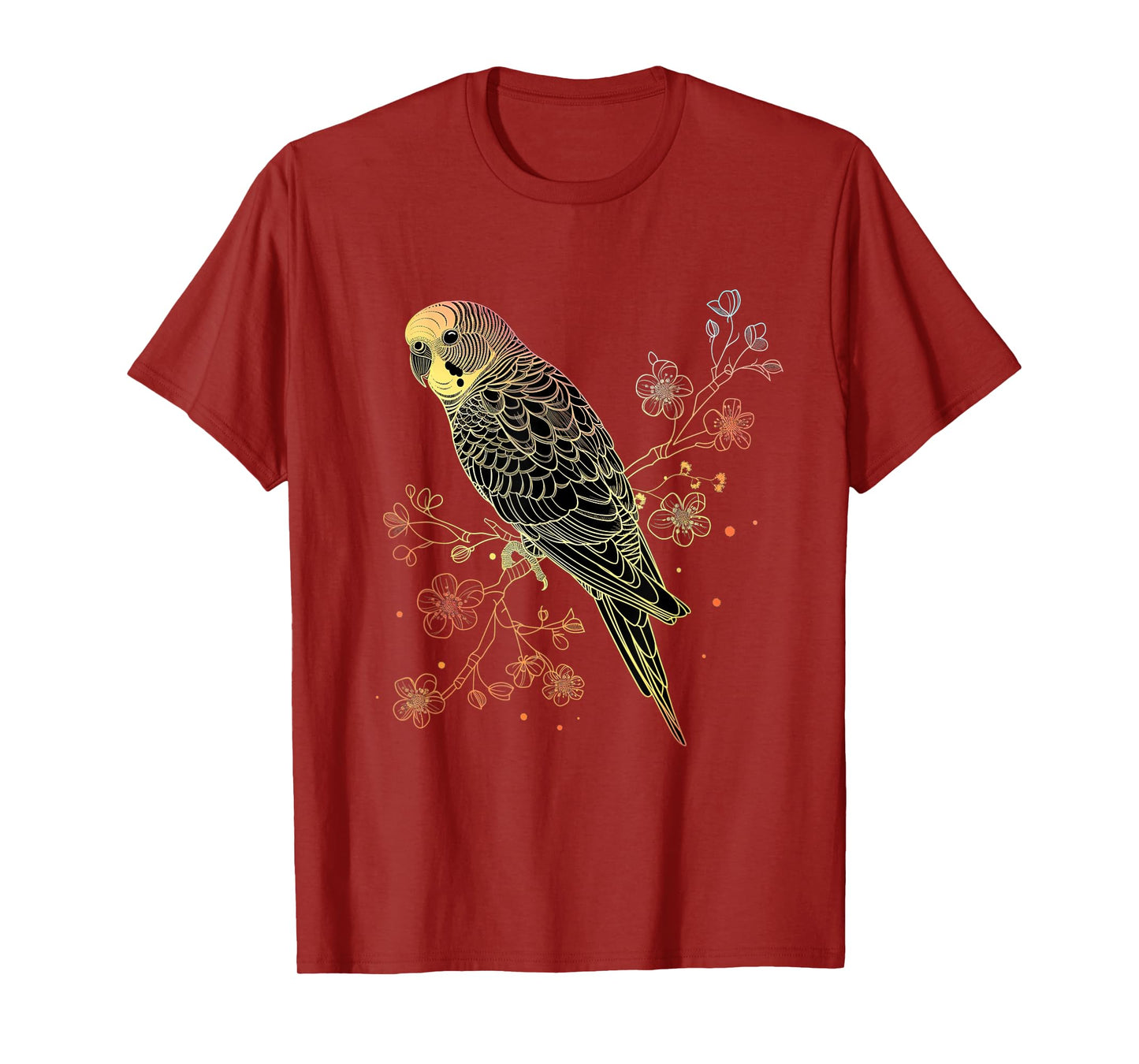 Budgie Parakeet Bird Mom Budgerigar Parrot Vintage Flower T-Shirt