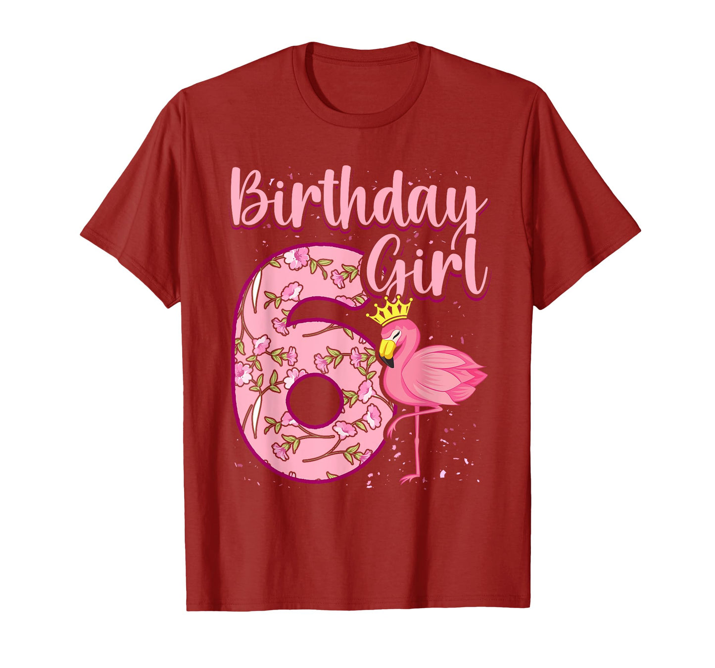 6th Birthday Girls Flamingo 6 Years Old Tropical Flamingo T-Shirt