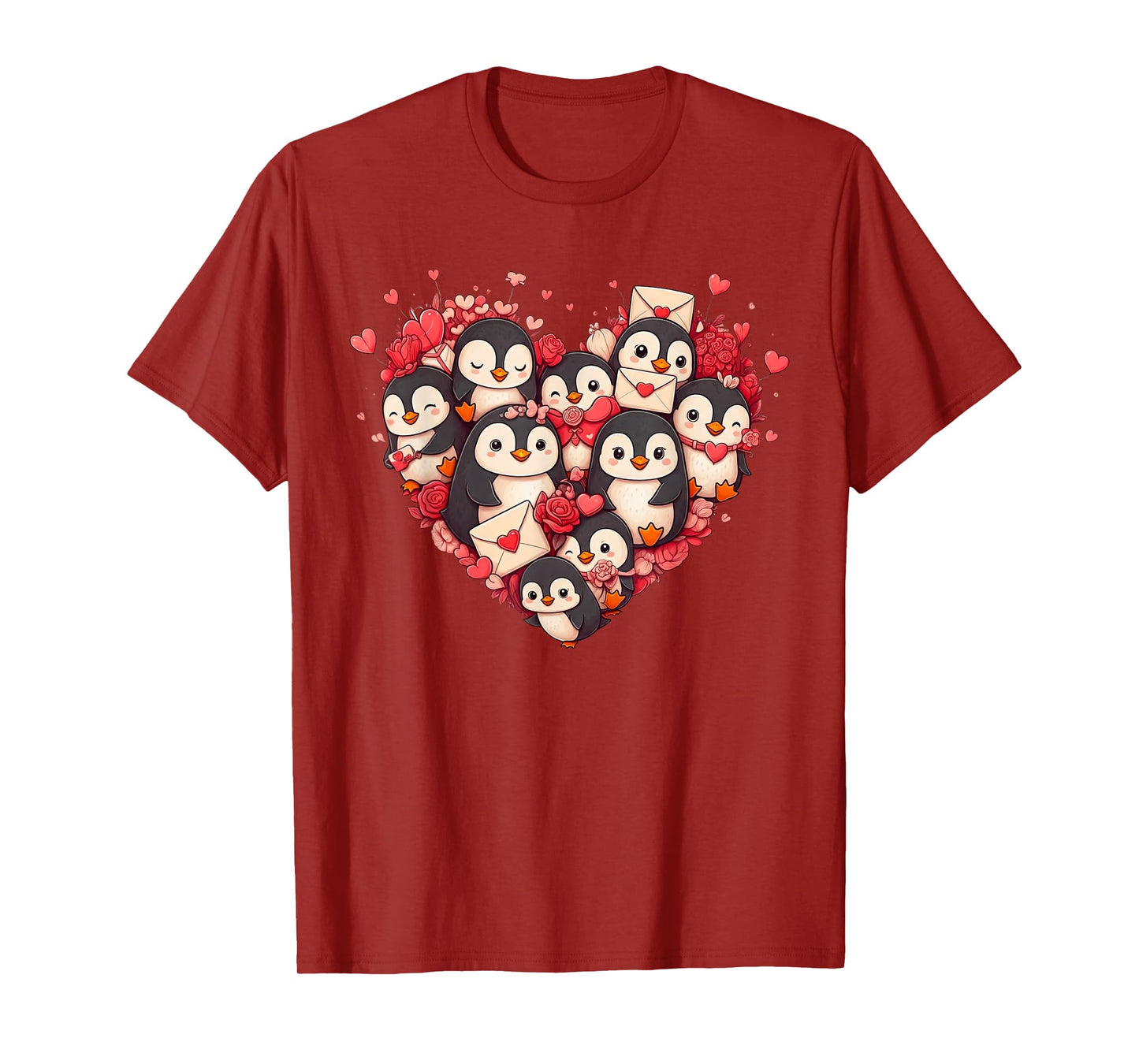 Funny Penguin Heart Valentine Penguin Womens Mens Kids T-Shirt