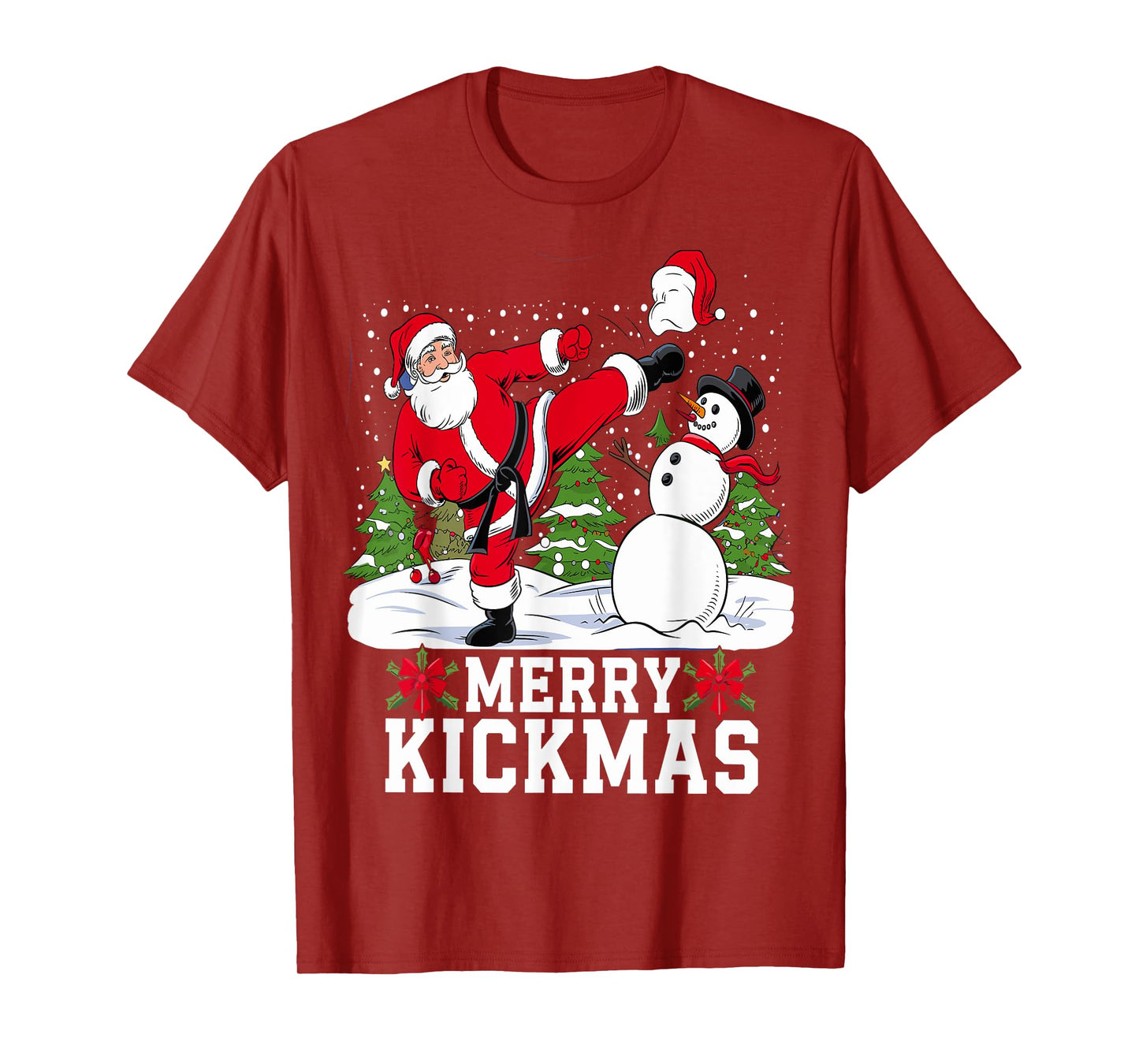 Merry Kickmas Ugly Christmas Karate Jiu Jitsu Martial T-Shirt