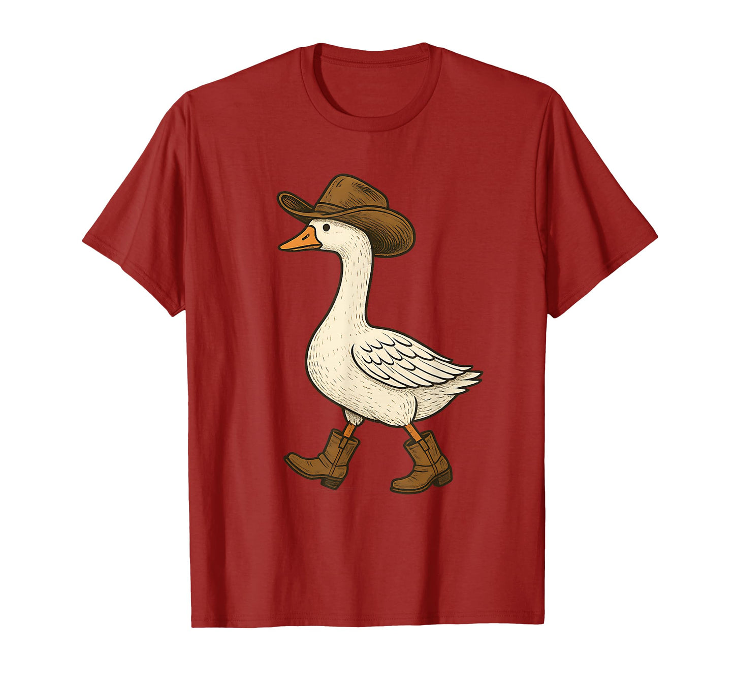 Cowboy Goose Funny Western Walking Boots Hat Humor Design T-Shirt
