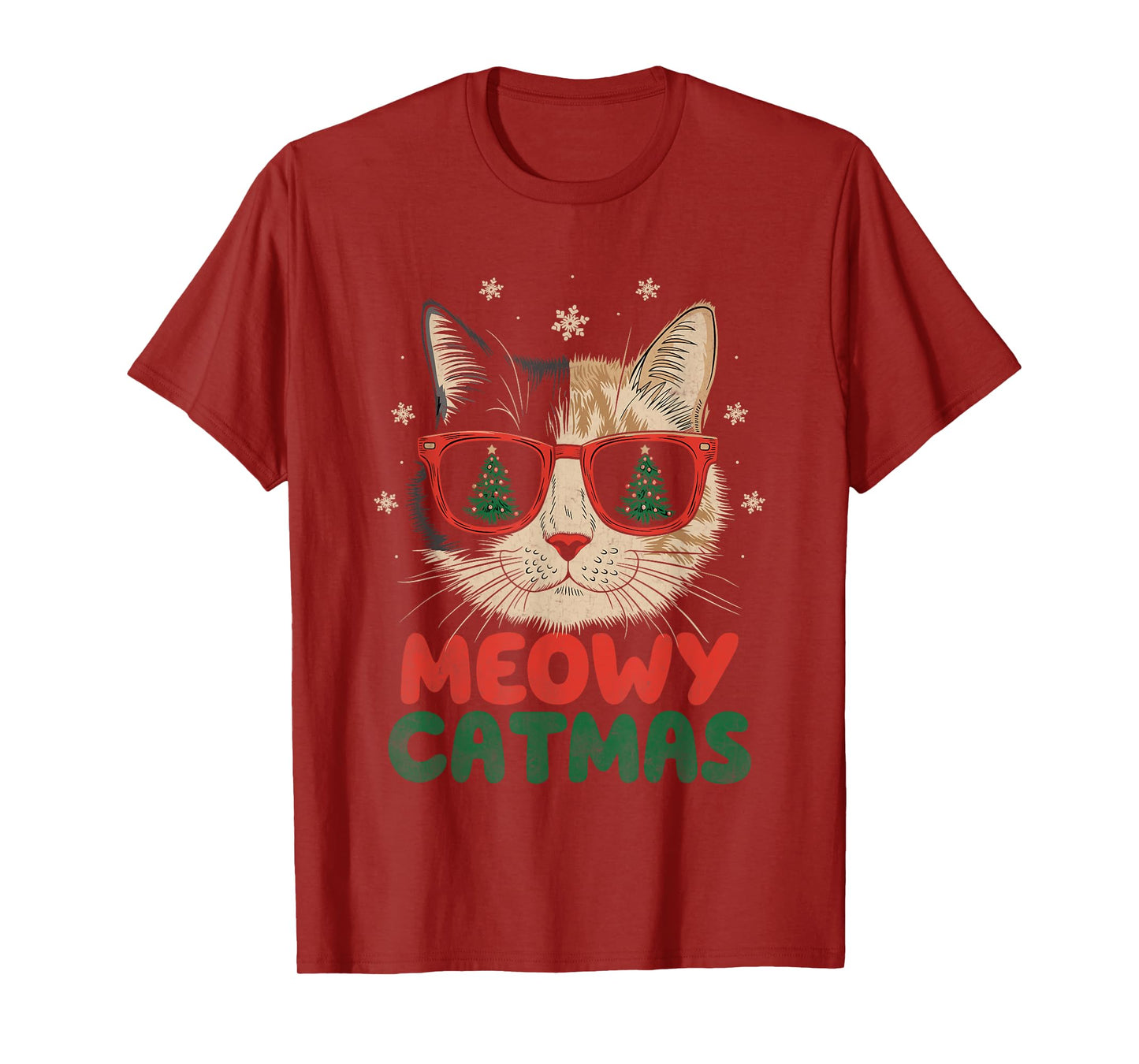 Meowy Catmas Christmas Cat Lover Snowflakes X-mas Holiday T-Shirt for Men Women Kids