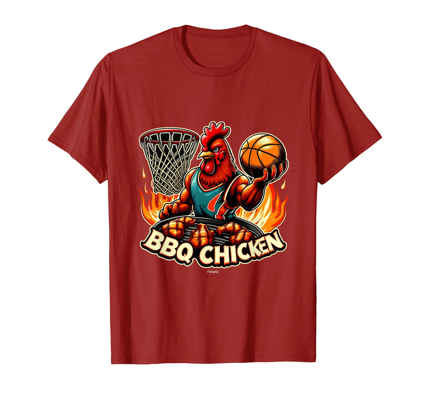 BBQ CHICKEN WITH GRILL ON FLAMES PLAYING BASKETBALL T-Shirt