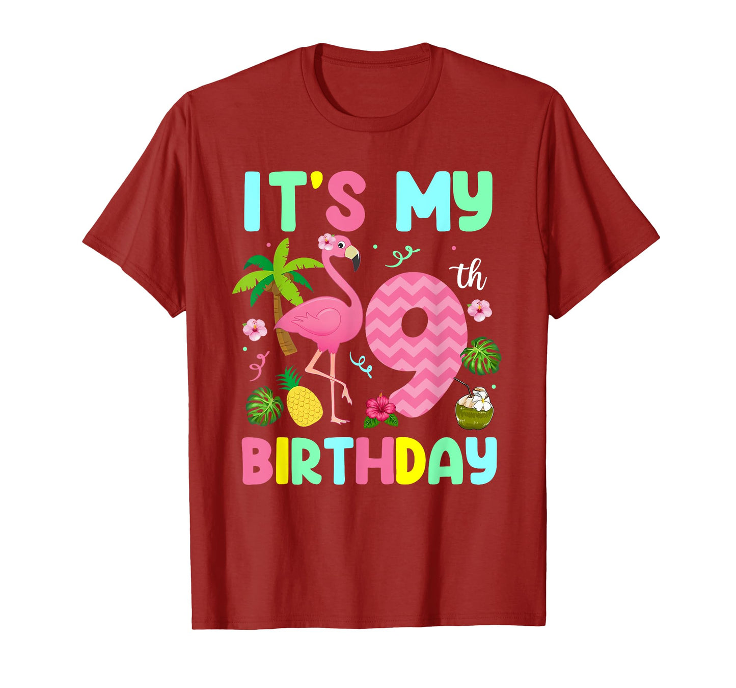It's My 9th Birthday Flamingo Shirt Hawaii 9 Yrs Old Girl T-Shirt