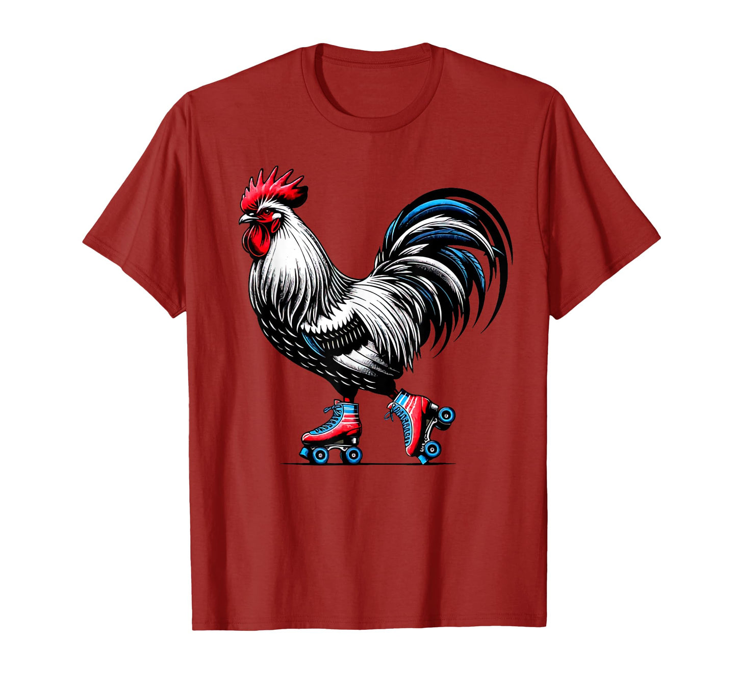 Retro Roller Skating Rooster Derby Skater Roller Skate Girls T-Shirt