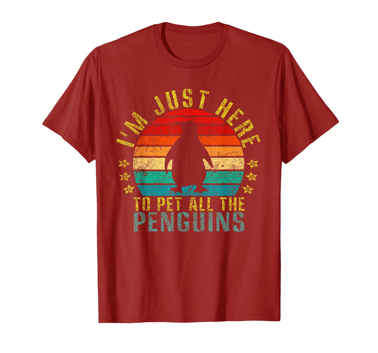 I'm Just Here To Pet All The Penguins Funny Retro T-Shirt