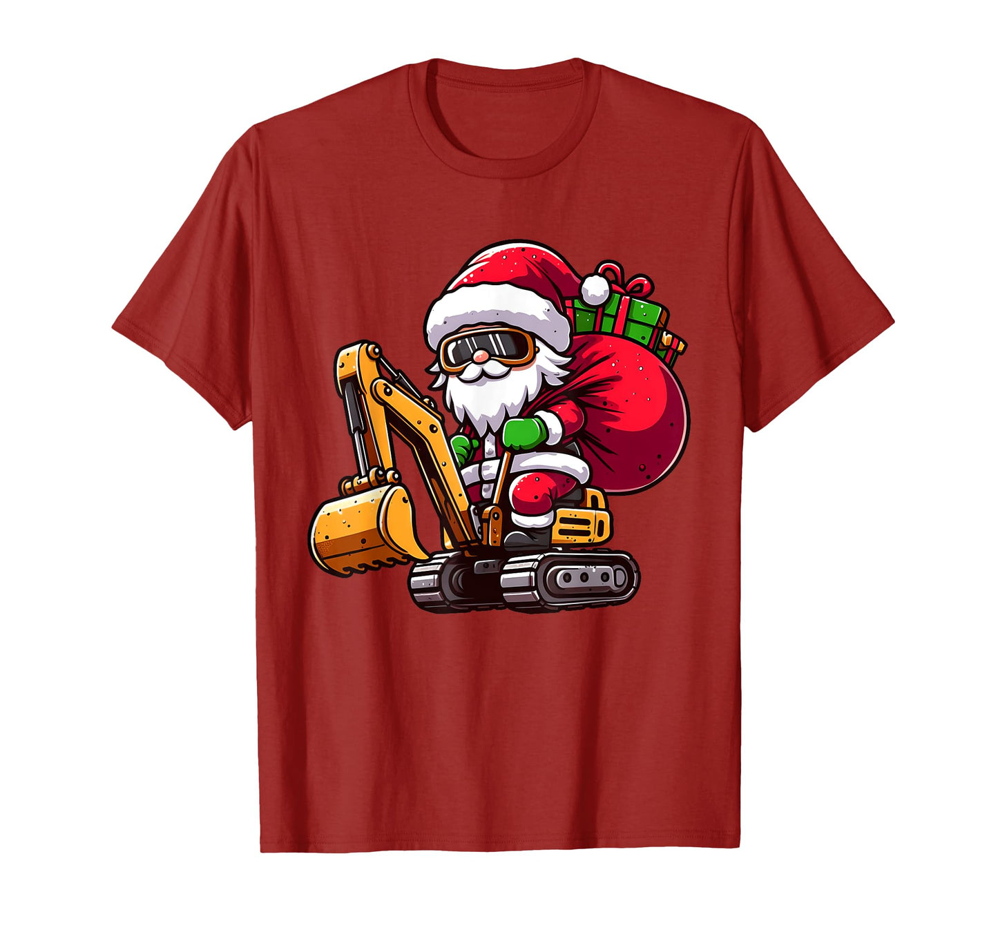 Christmas Santa Claus Driving Excavator Construction Pajama T-Shirt