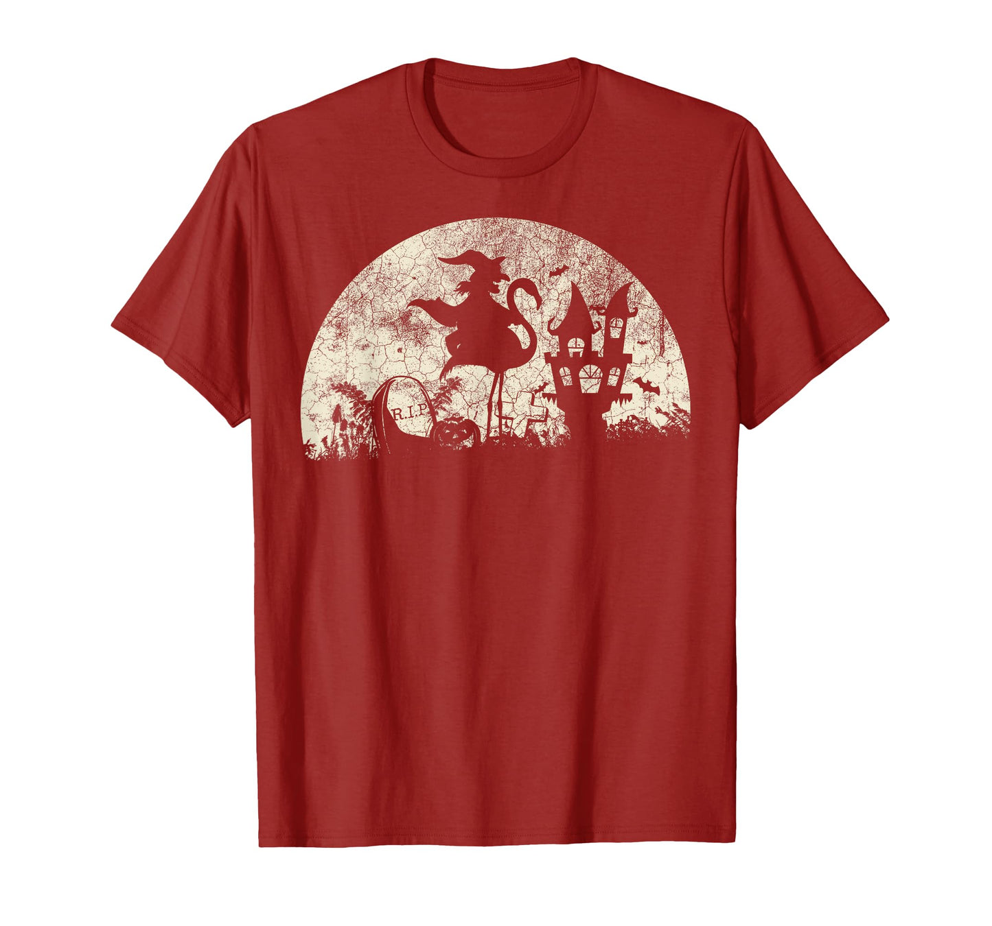Halloween Witch on Flamingo - Funny Trick or Treat Costume T-Shirt