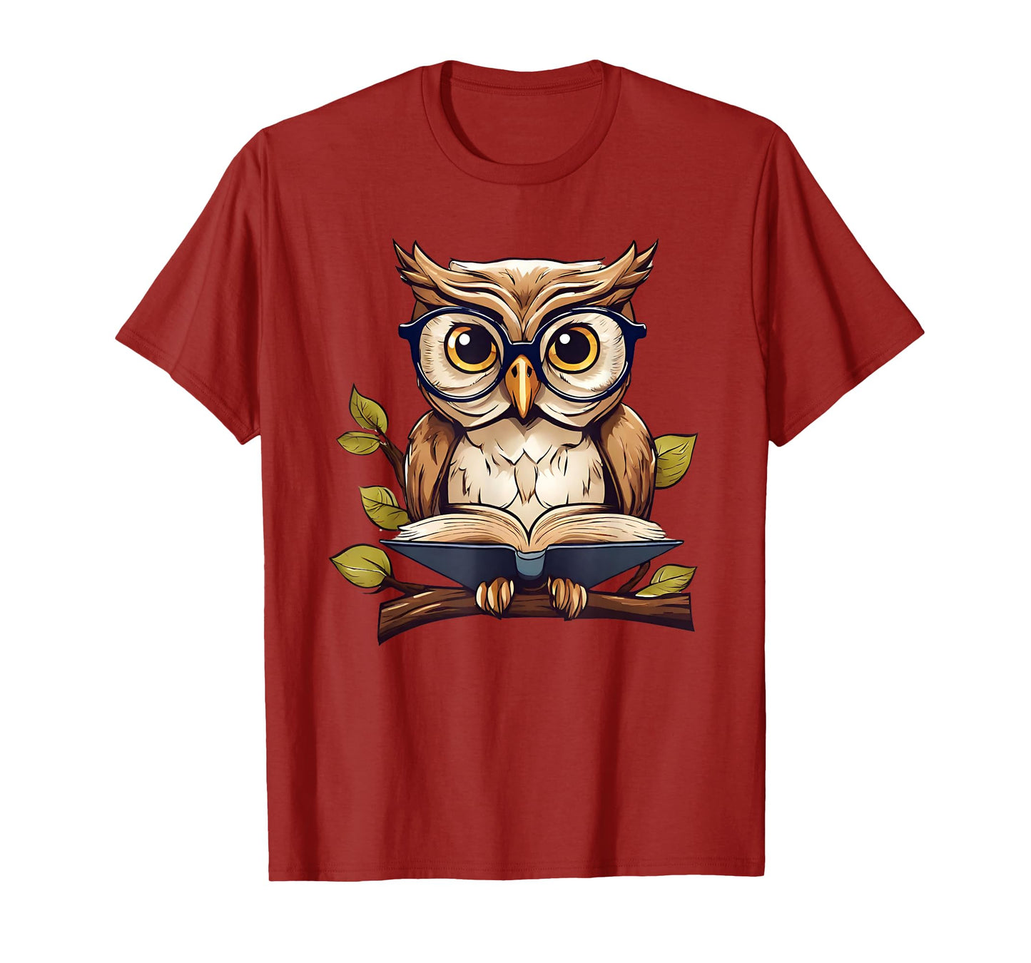 Funny Owl Reading A Book Perched On A Branch Bookworm T-Shirt