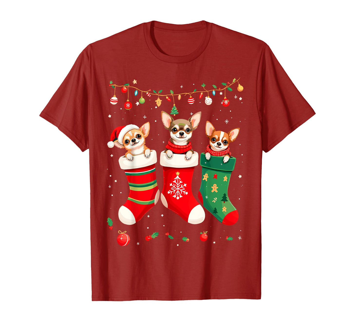 Funny Chihuahua Christmas Socks Xmas Dog Lover New Year T-Shirt for Men Women Kids
