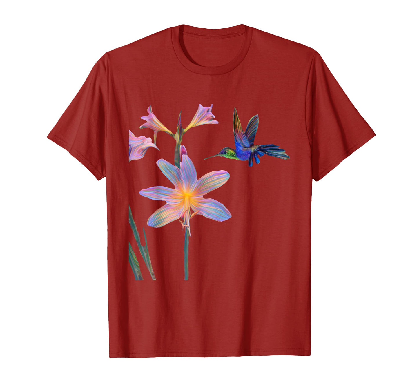 Blue Hummingbird with Flower T-Shirt